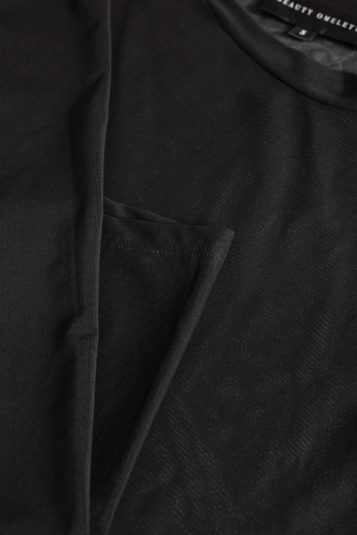 Siyah Tül Mini Plaj Elbisesi