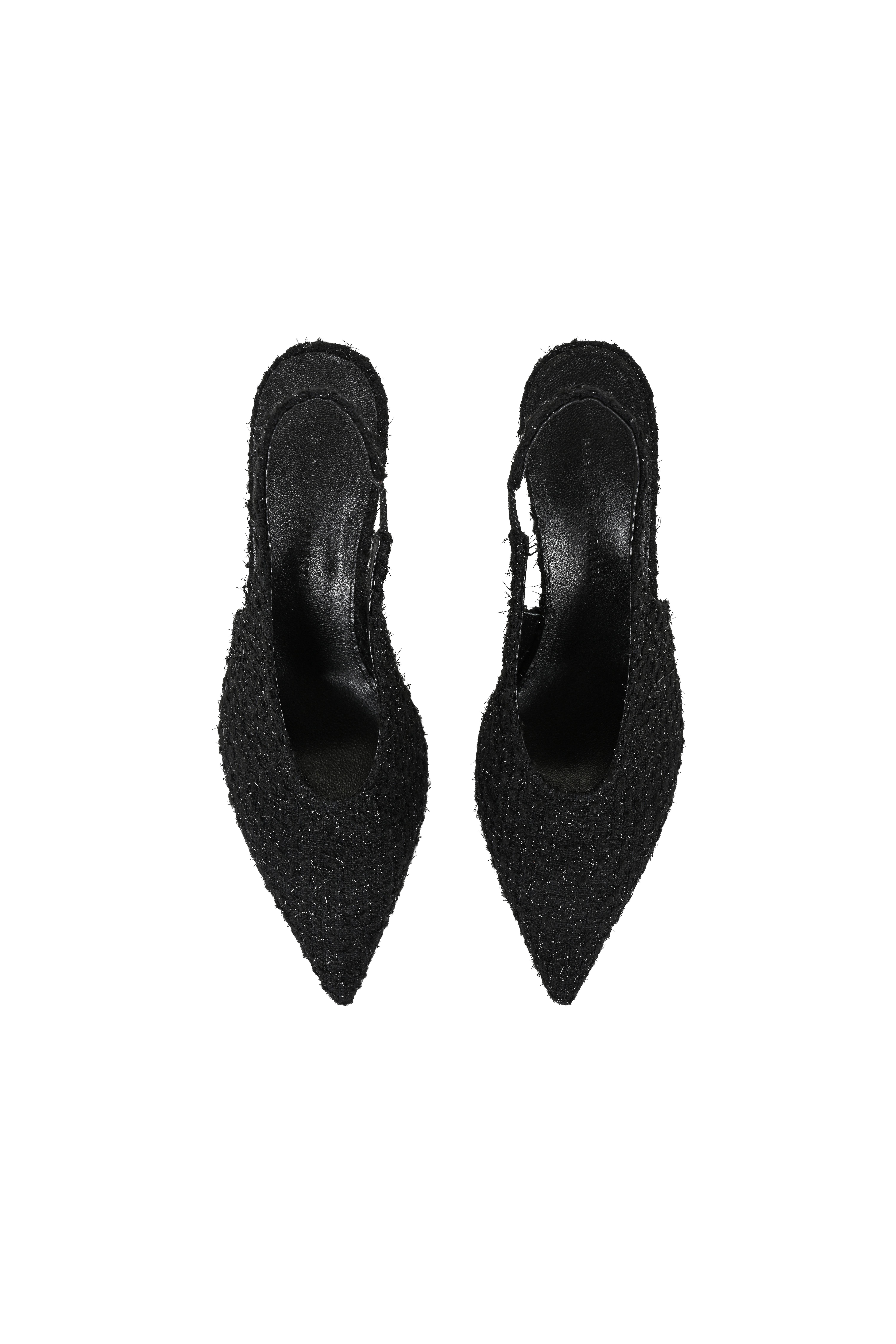Siyah Tüvit Sivri Burun Topuklu Ayakkabı