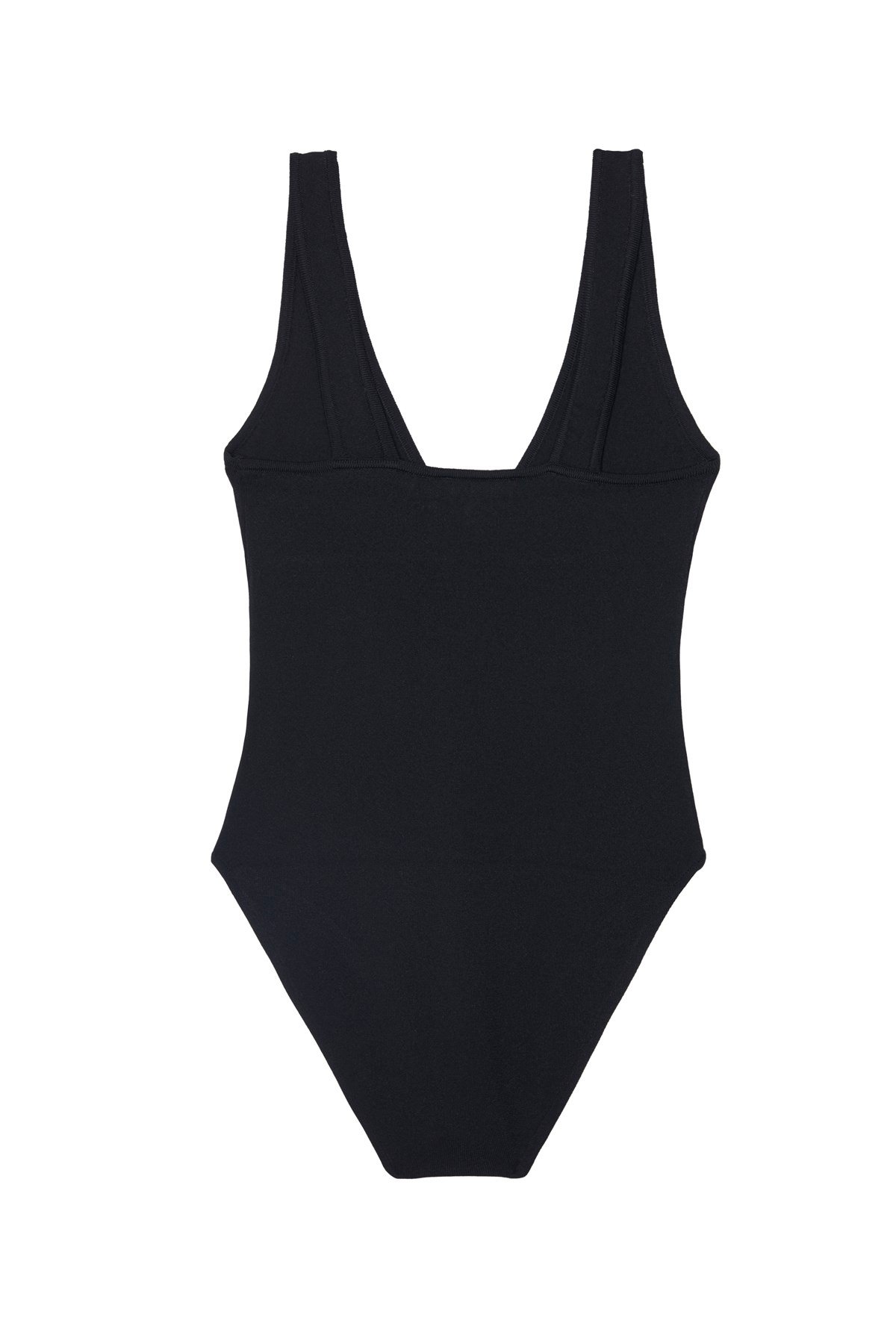 Siyah V Yaka Kolsuz Triko Bodysuit