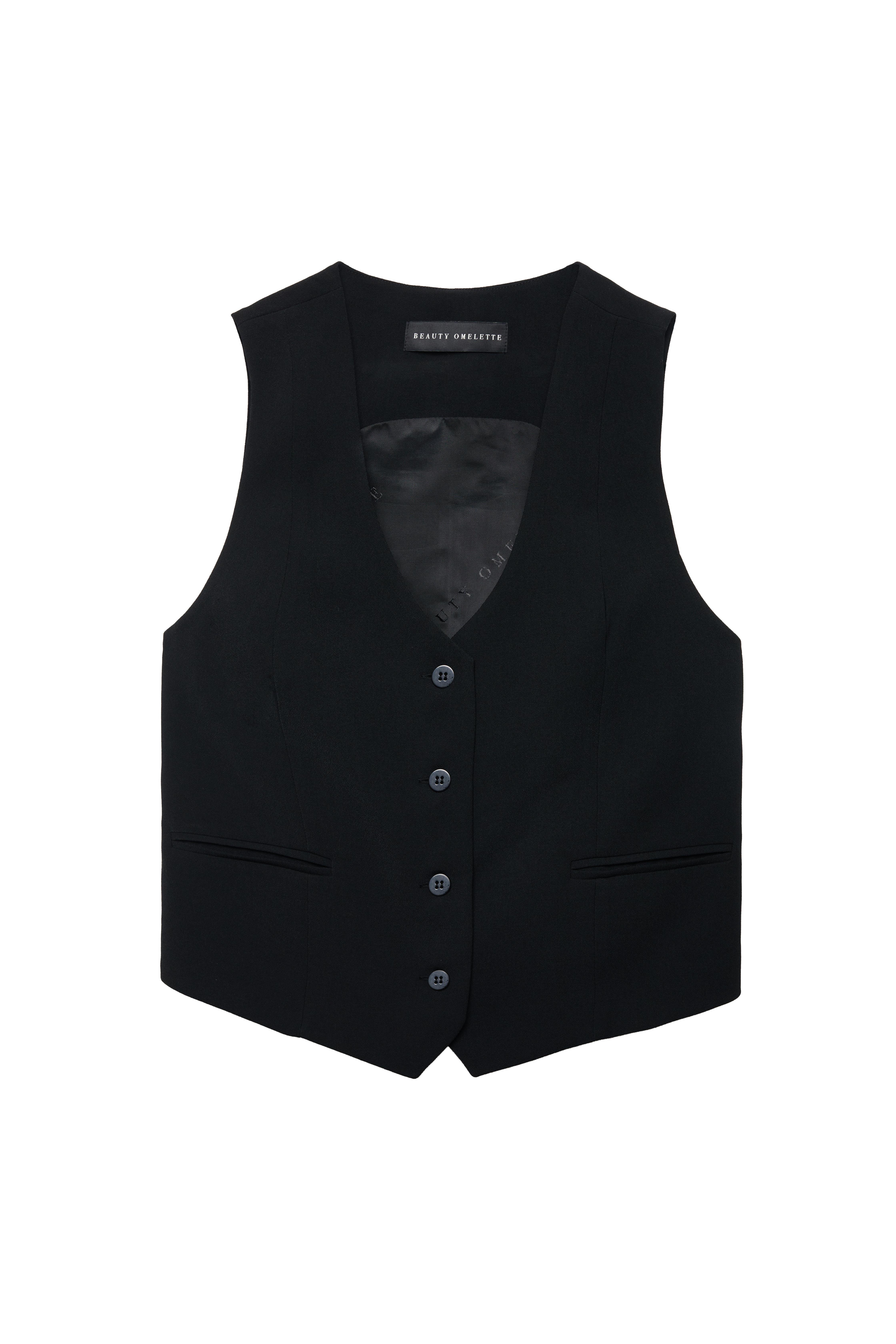 Siyah V Yaka Krep Yelek