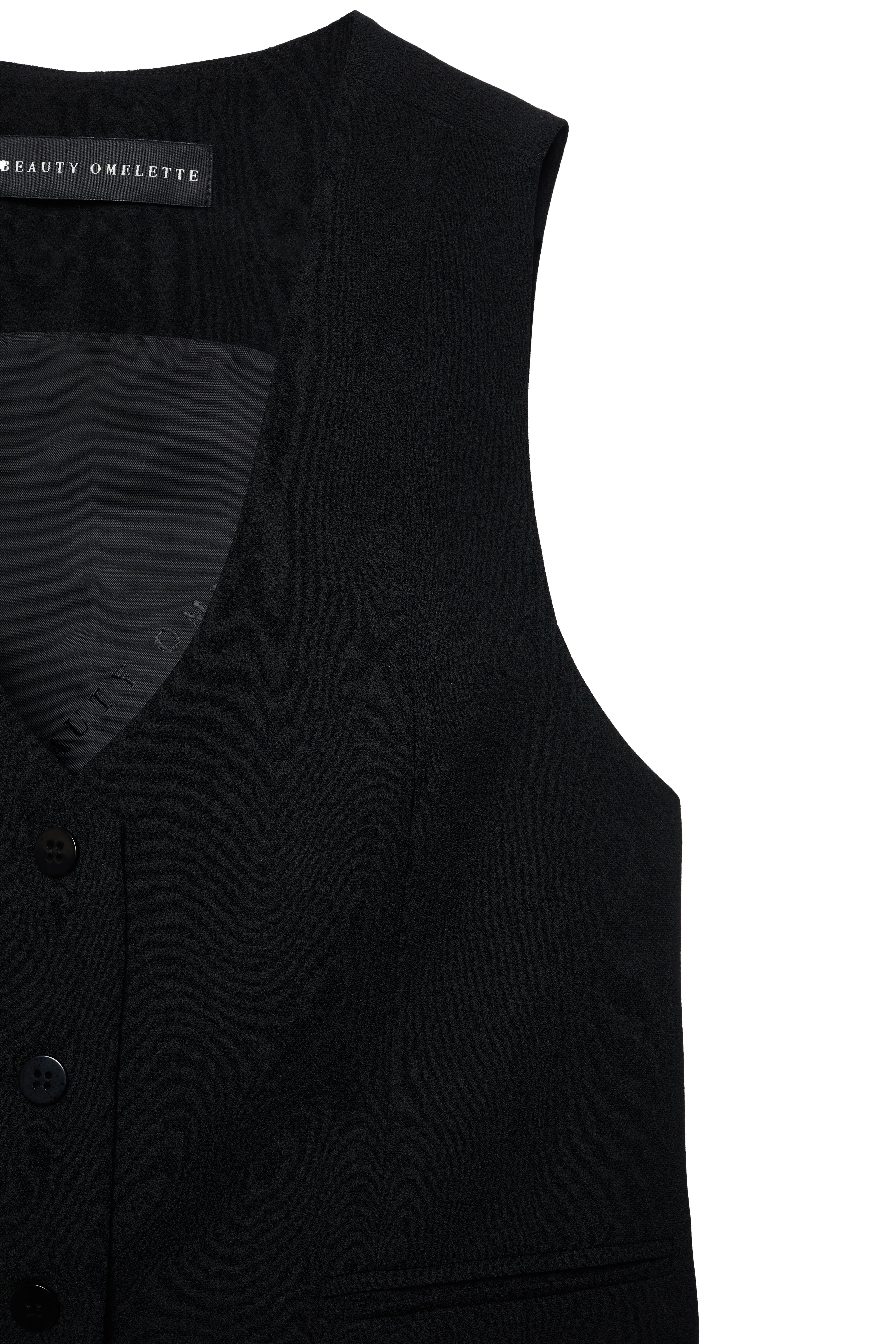 Siyah V Yaka Krep Yelek