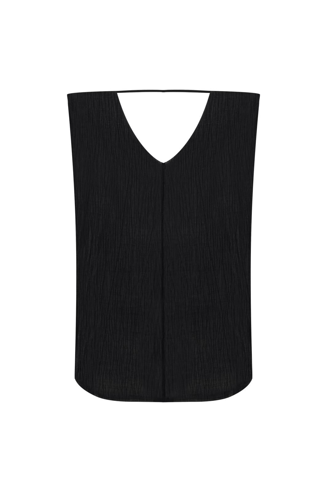 Siyah V Yaka Tencel Oversize Bluz