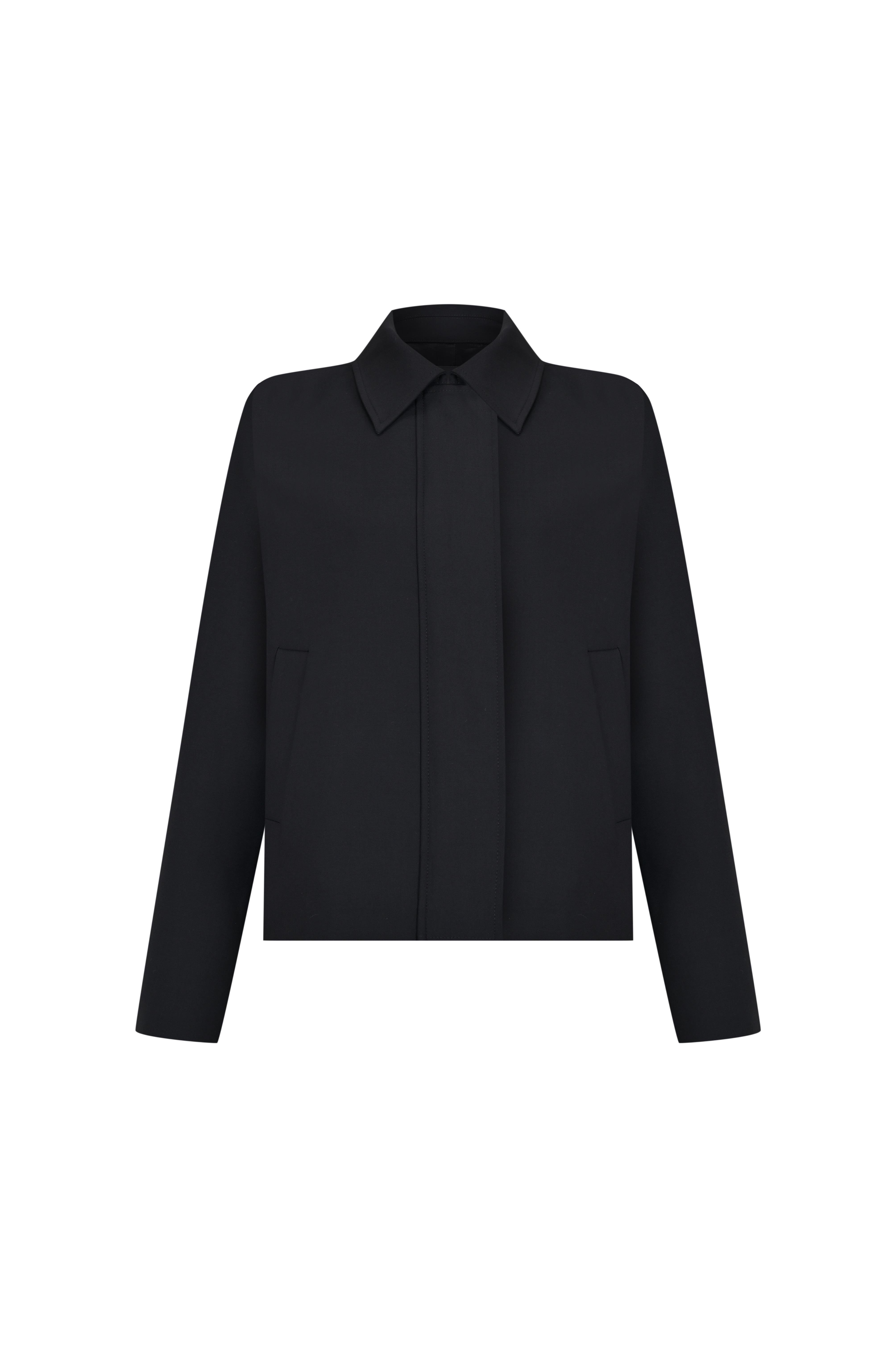 Siyah Vatkalı Kısa Yün Ceket