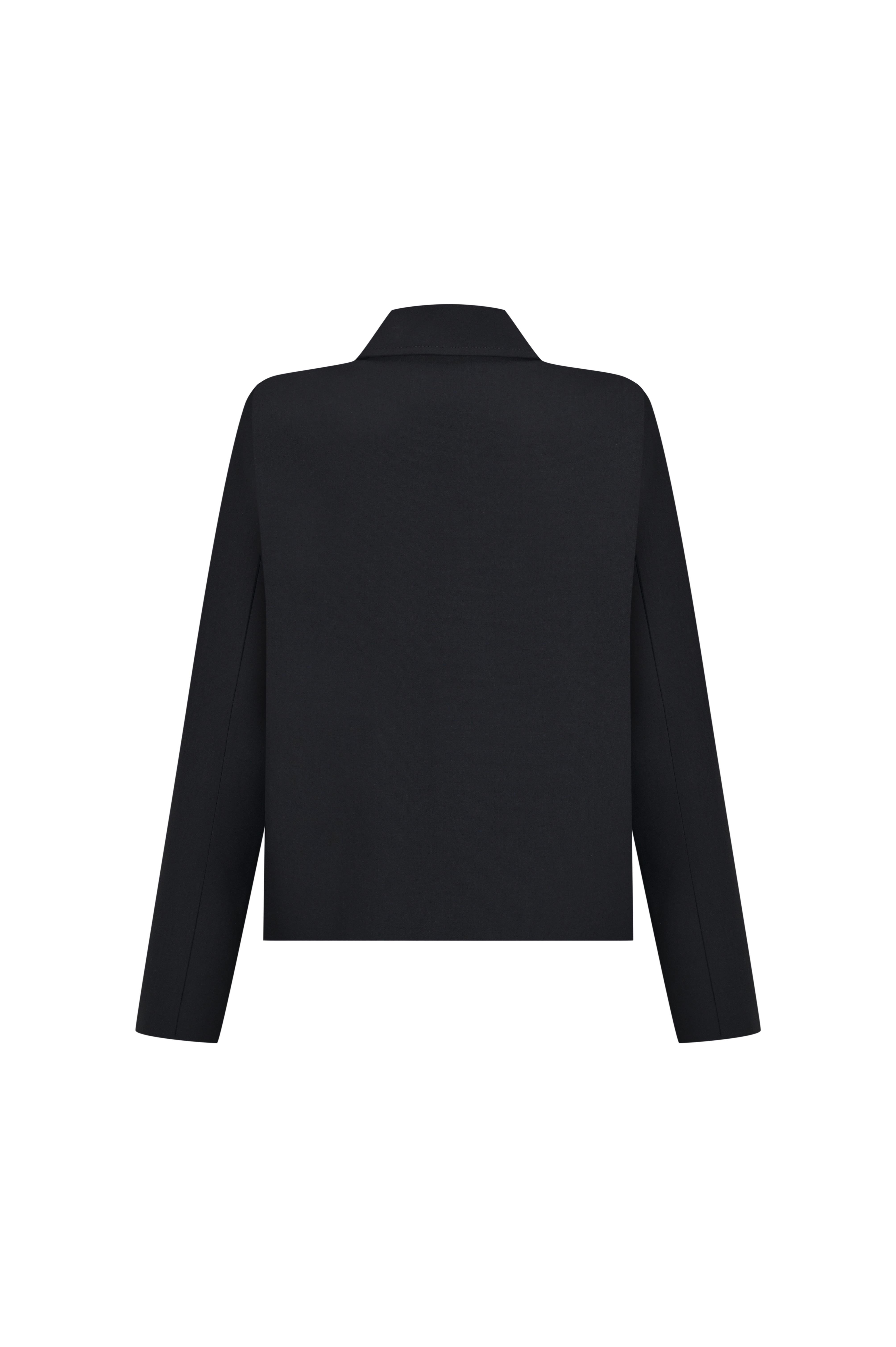 Siyah Vatkalı Kısa Yün Ceket