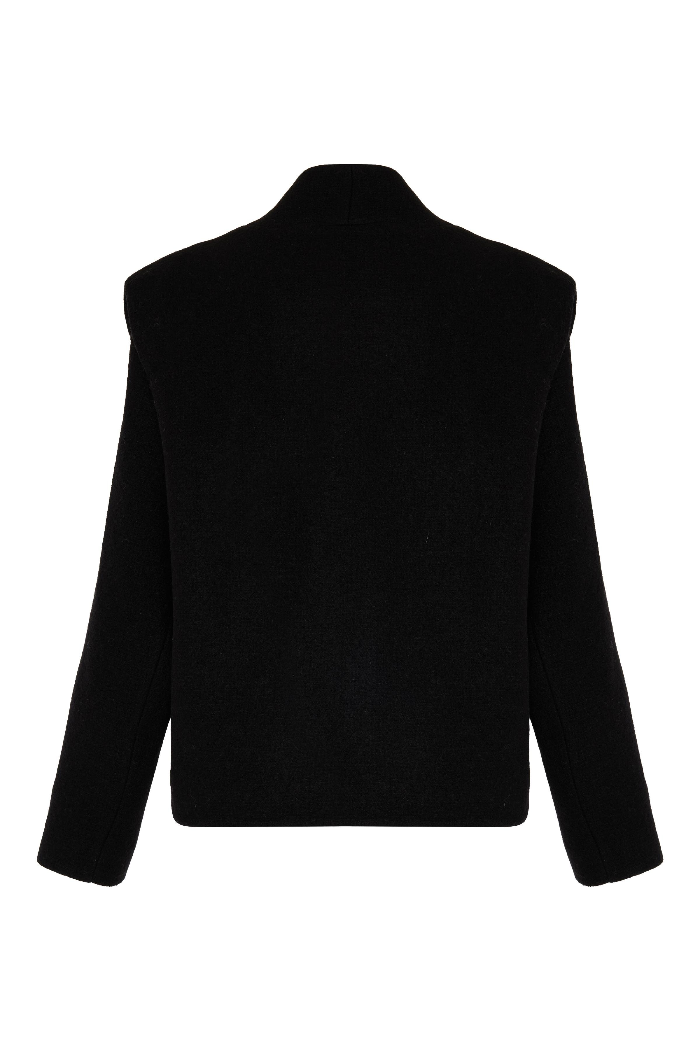 Siyah Vatkalı Kısa Yün Kaban