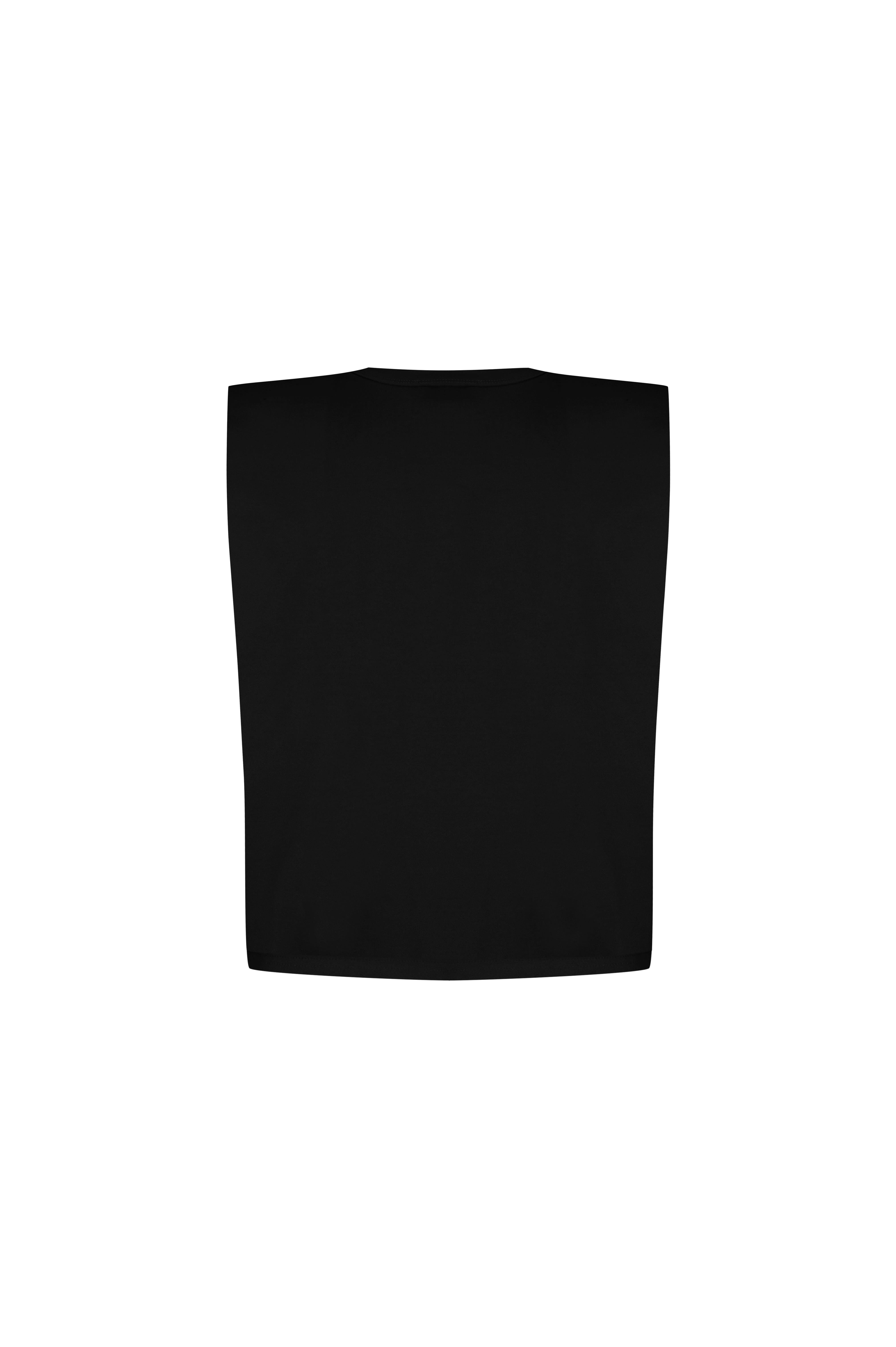 Siyah Vatkalı Kolsuz Tshirt