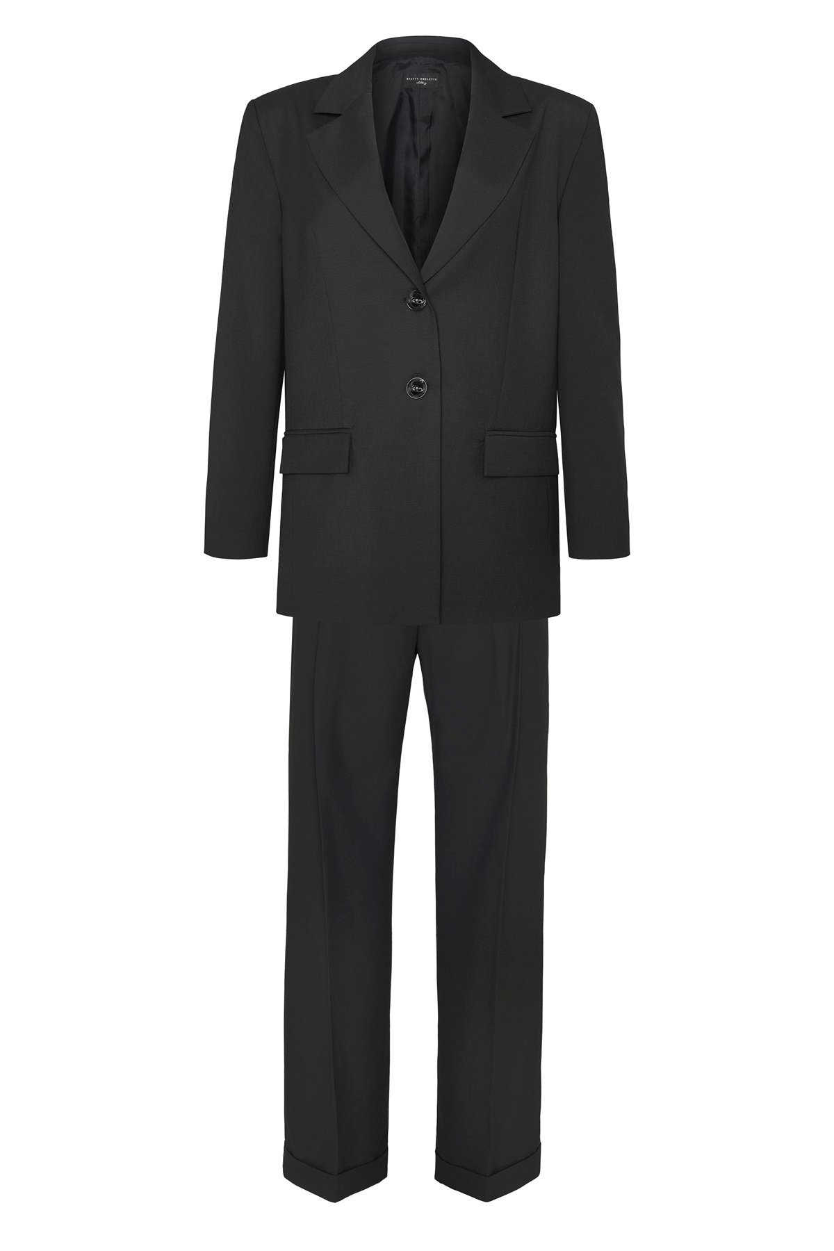Siyah Vatkalı Oversize Yünlü Blazer- Limited Edition