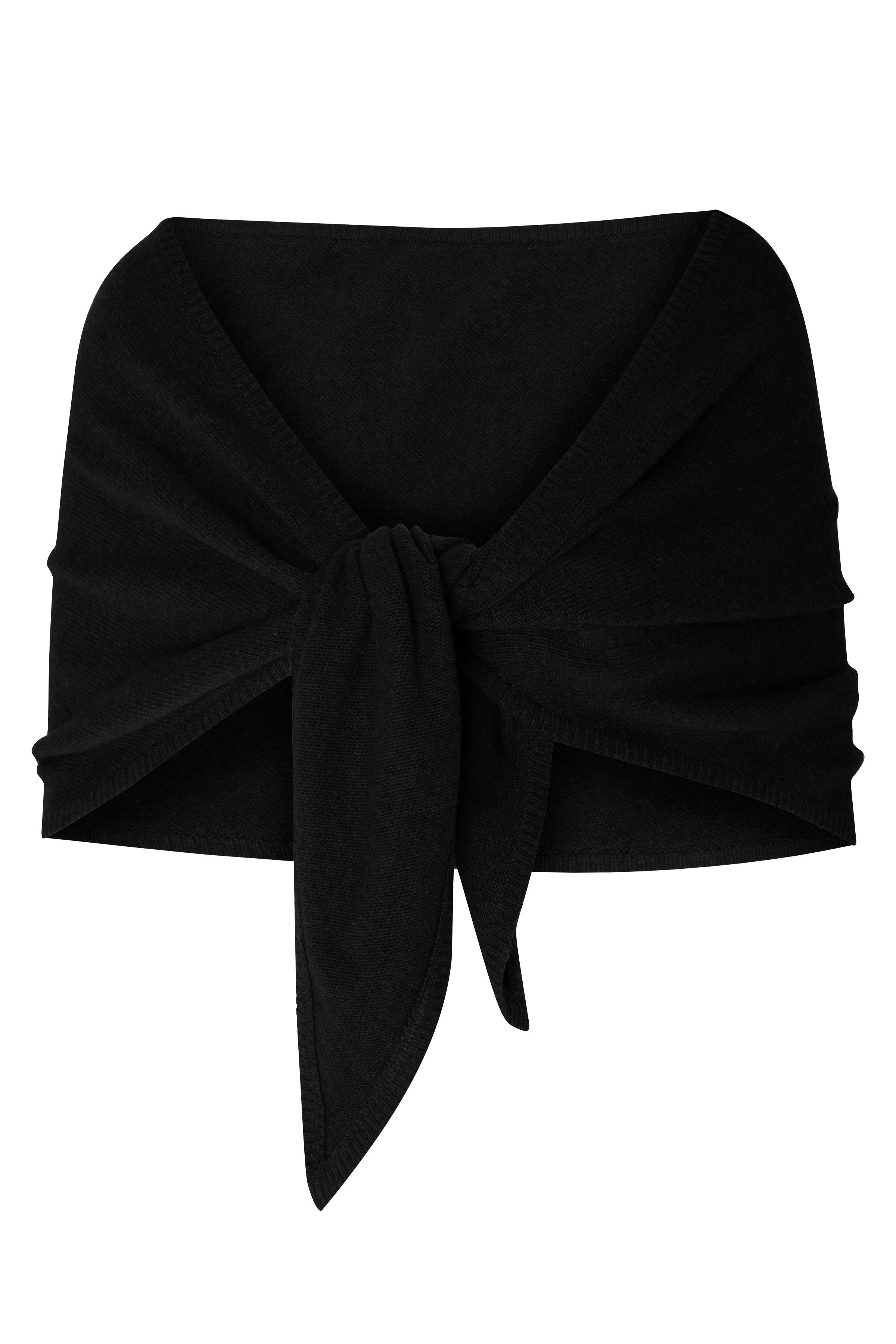 Siyah Yünlü Bandana Büyük Fular