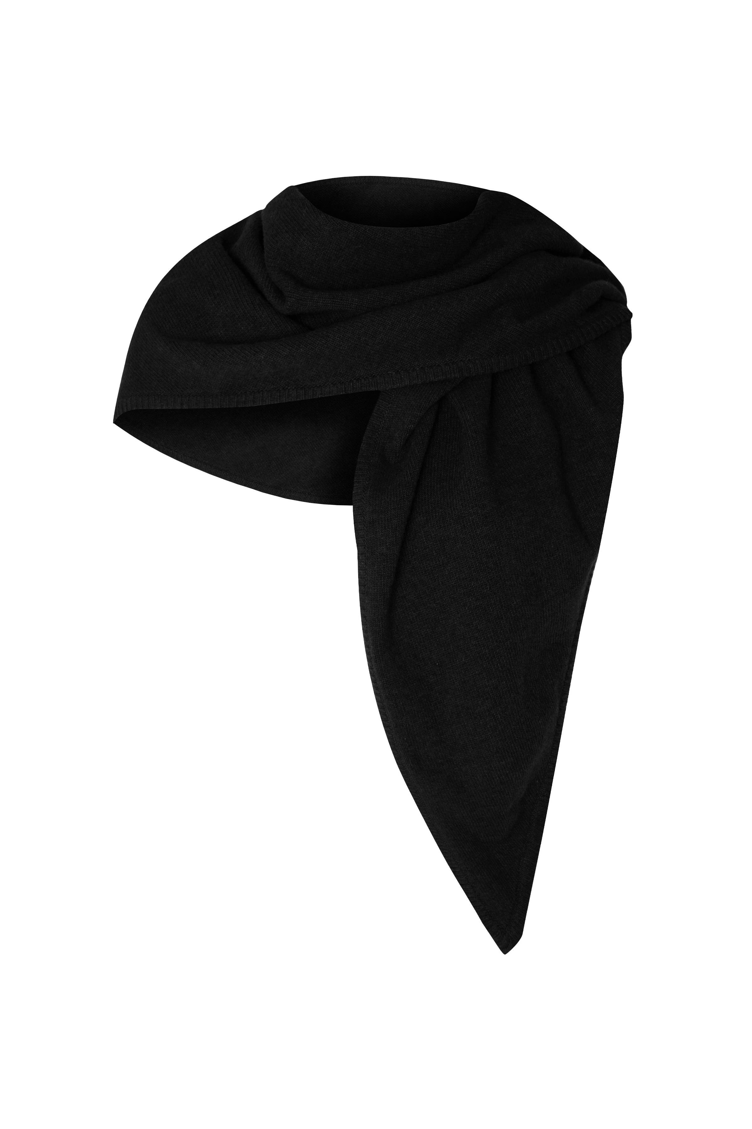 Siyah Yünlü Bandana Büyük Fular