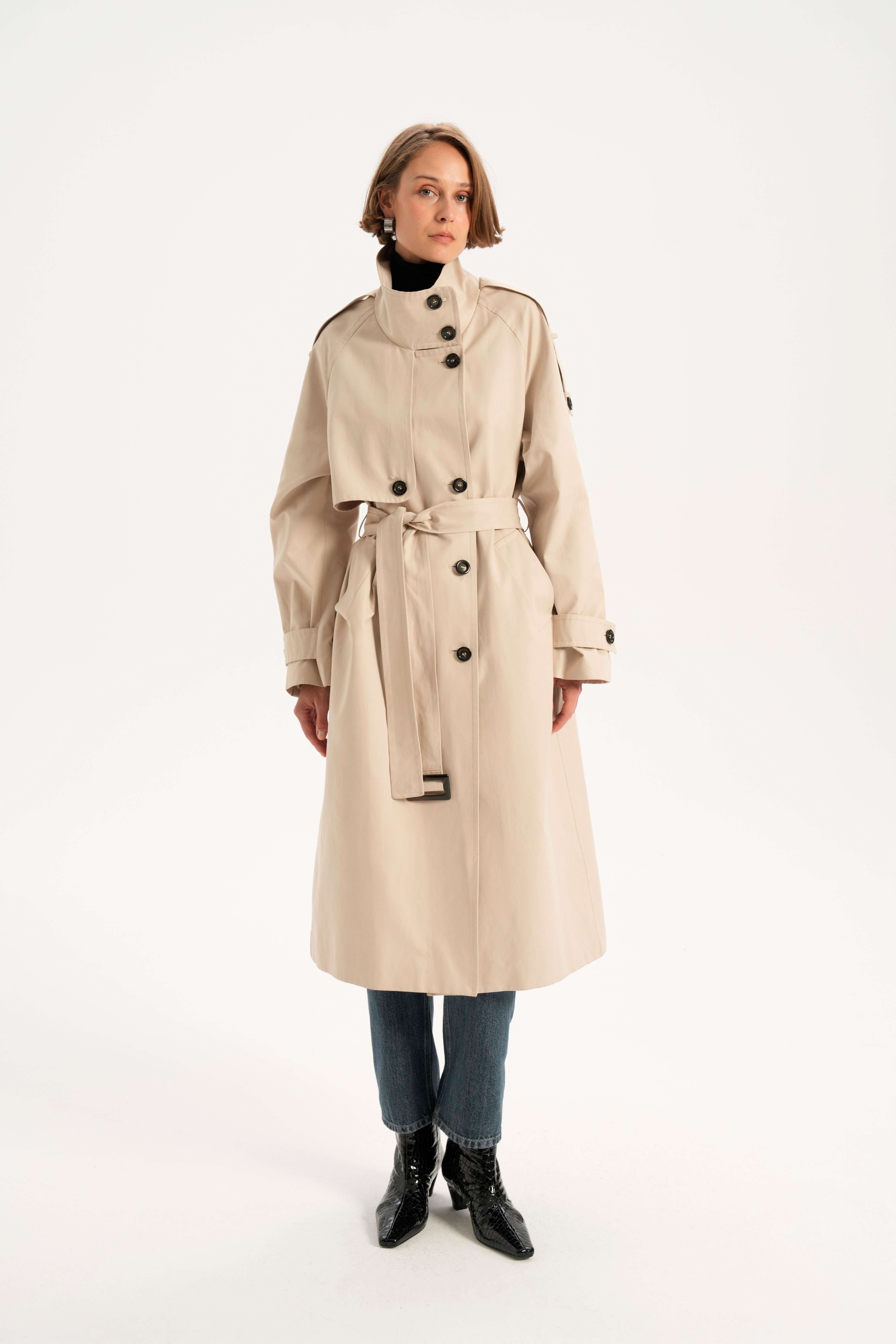 Taş Dik Yaka Trenchcoat