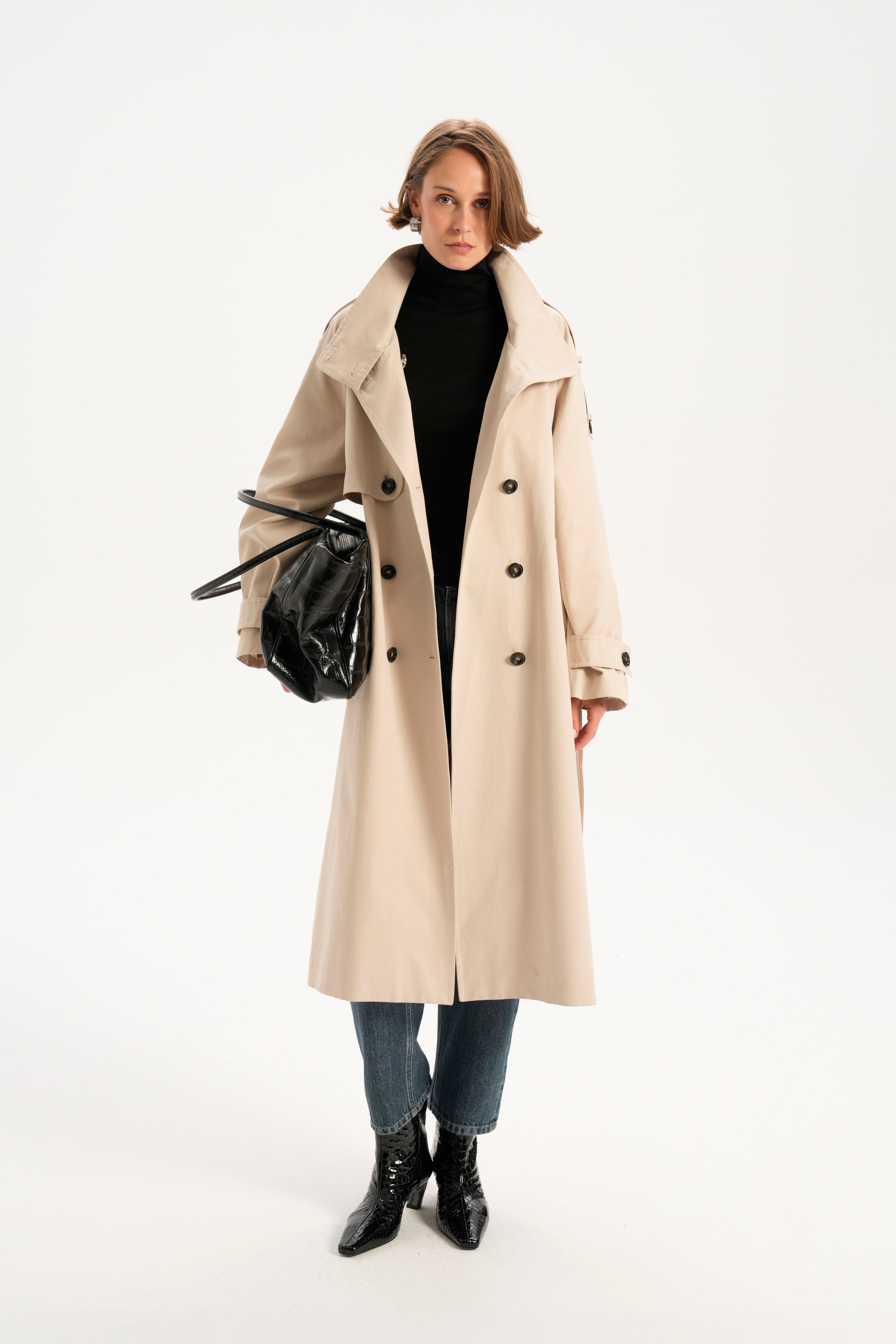 Taş Dik Yaka Trenchcoat