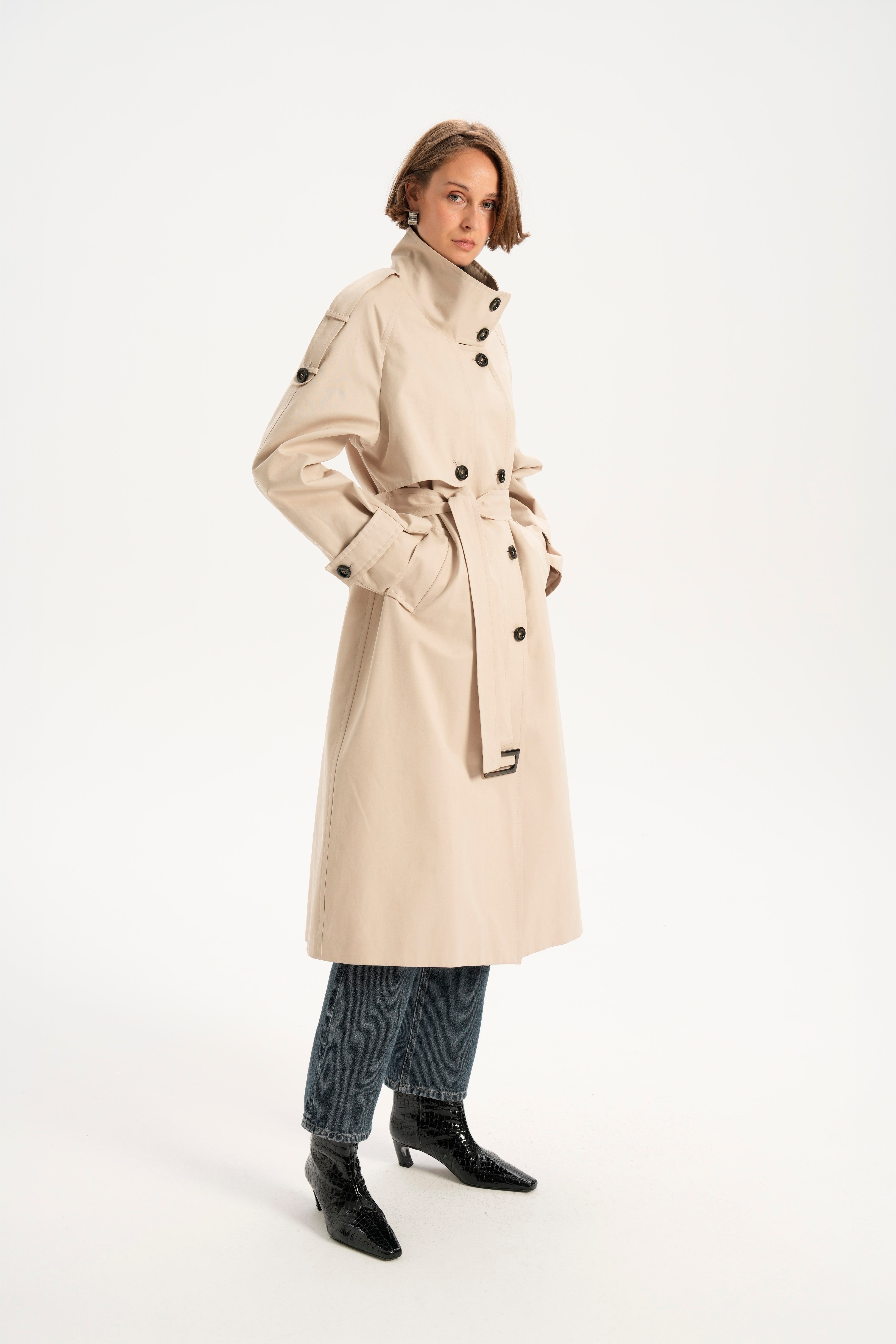 Taş Dik Yaka Trenchcoat