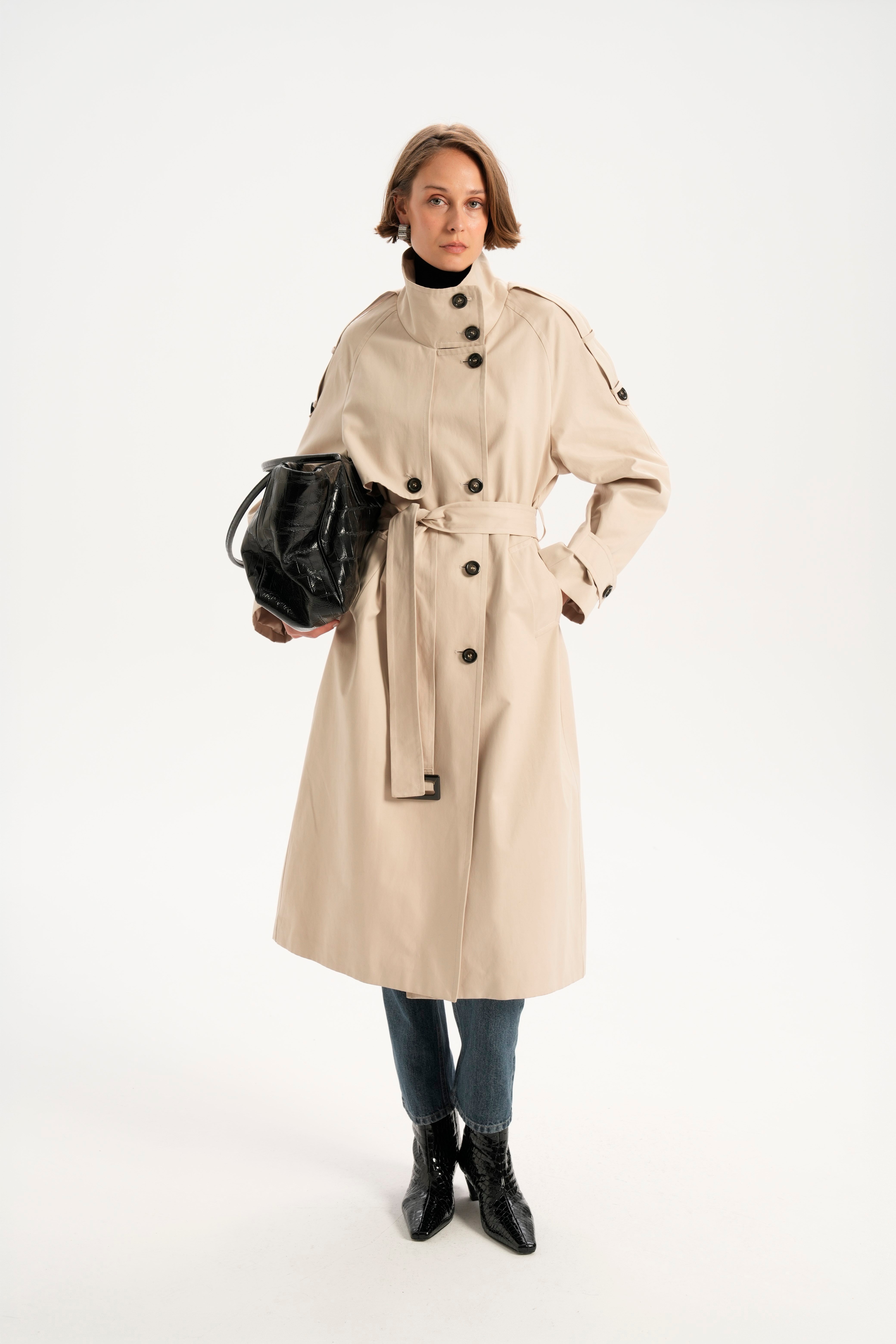 Taş Dik Yaka Trenchcoat