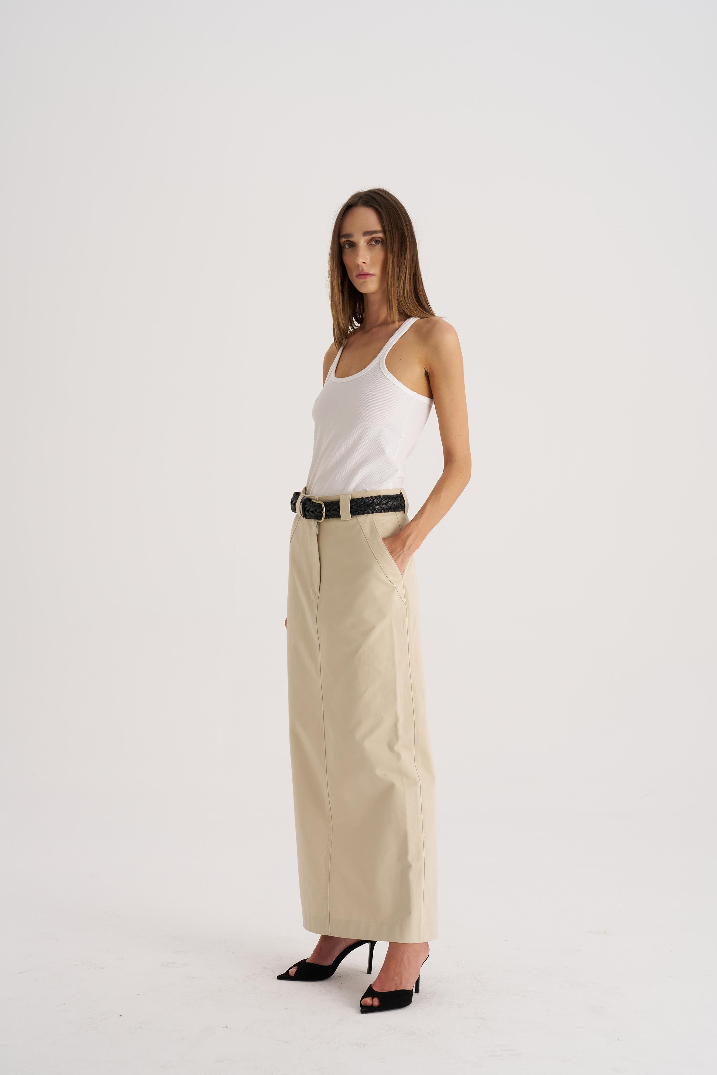 Taş Gabardin Uzun Etek