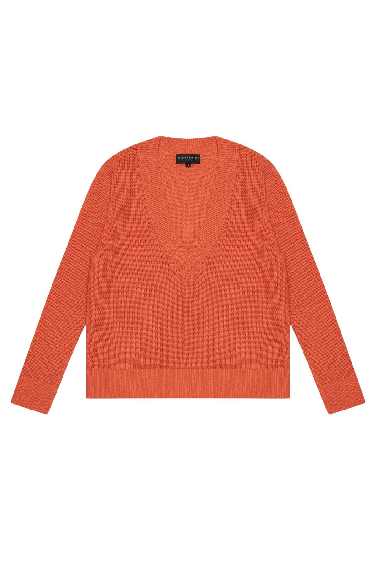 Turuncu V Yaka Merserize Kazak