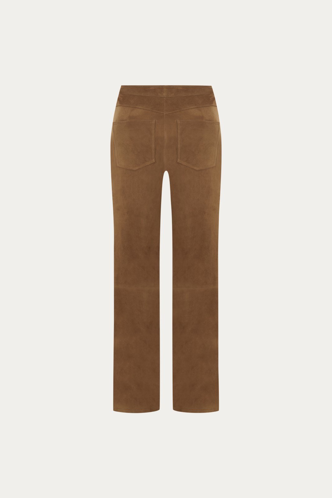 Tütün Straight Fit Süet Pantolon