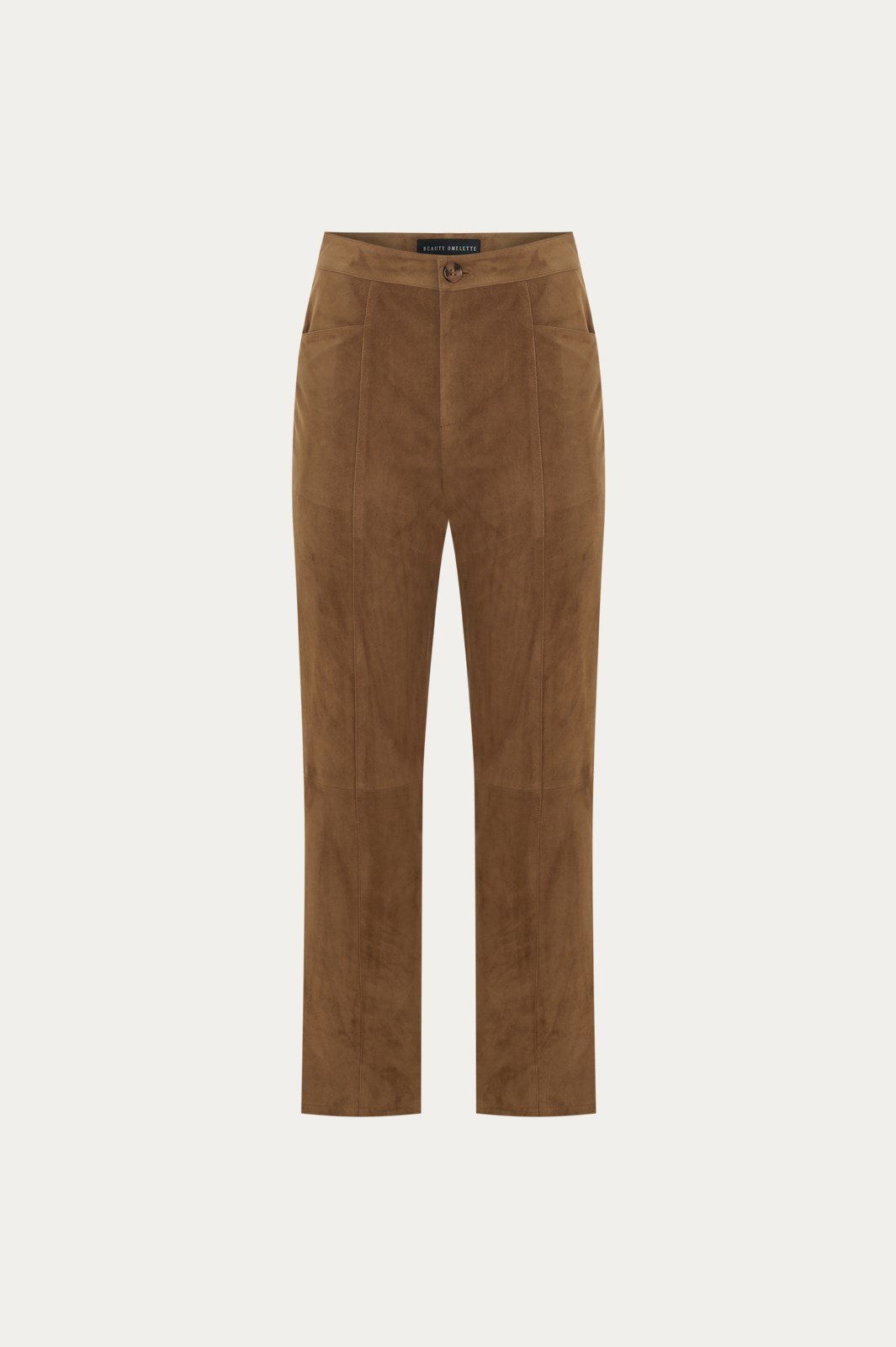 Tütün Straight Fit Süet Pantolon