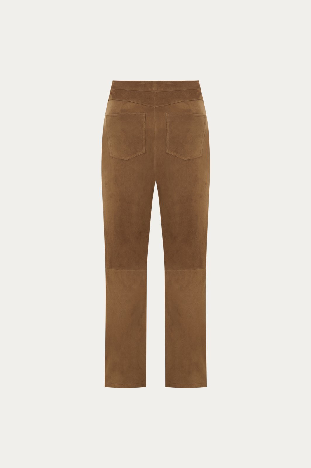 Tütün Straight Fit Süet Pantolon