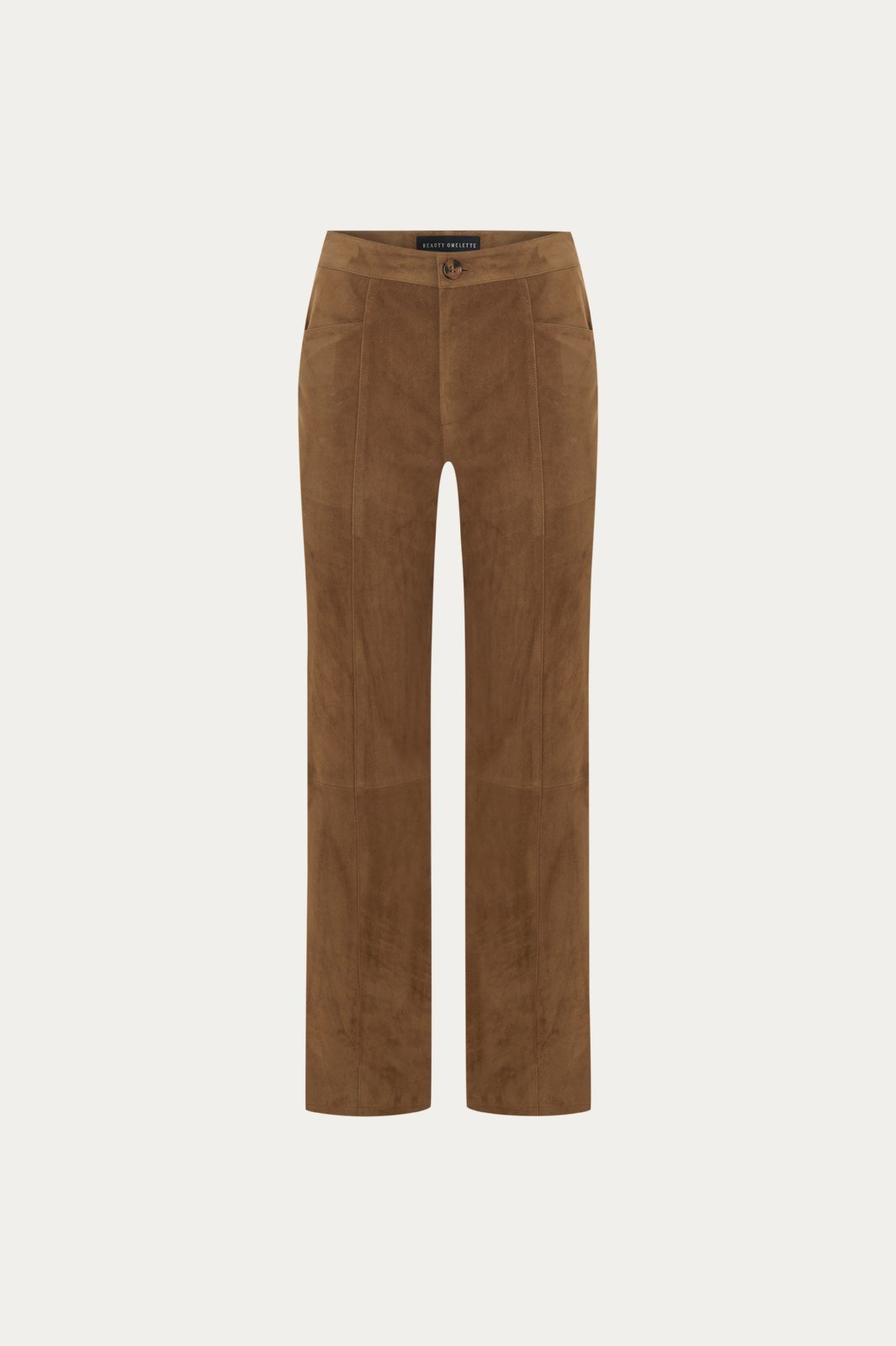 Tütün Straight Fit Süet Pantolon