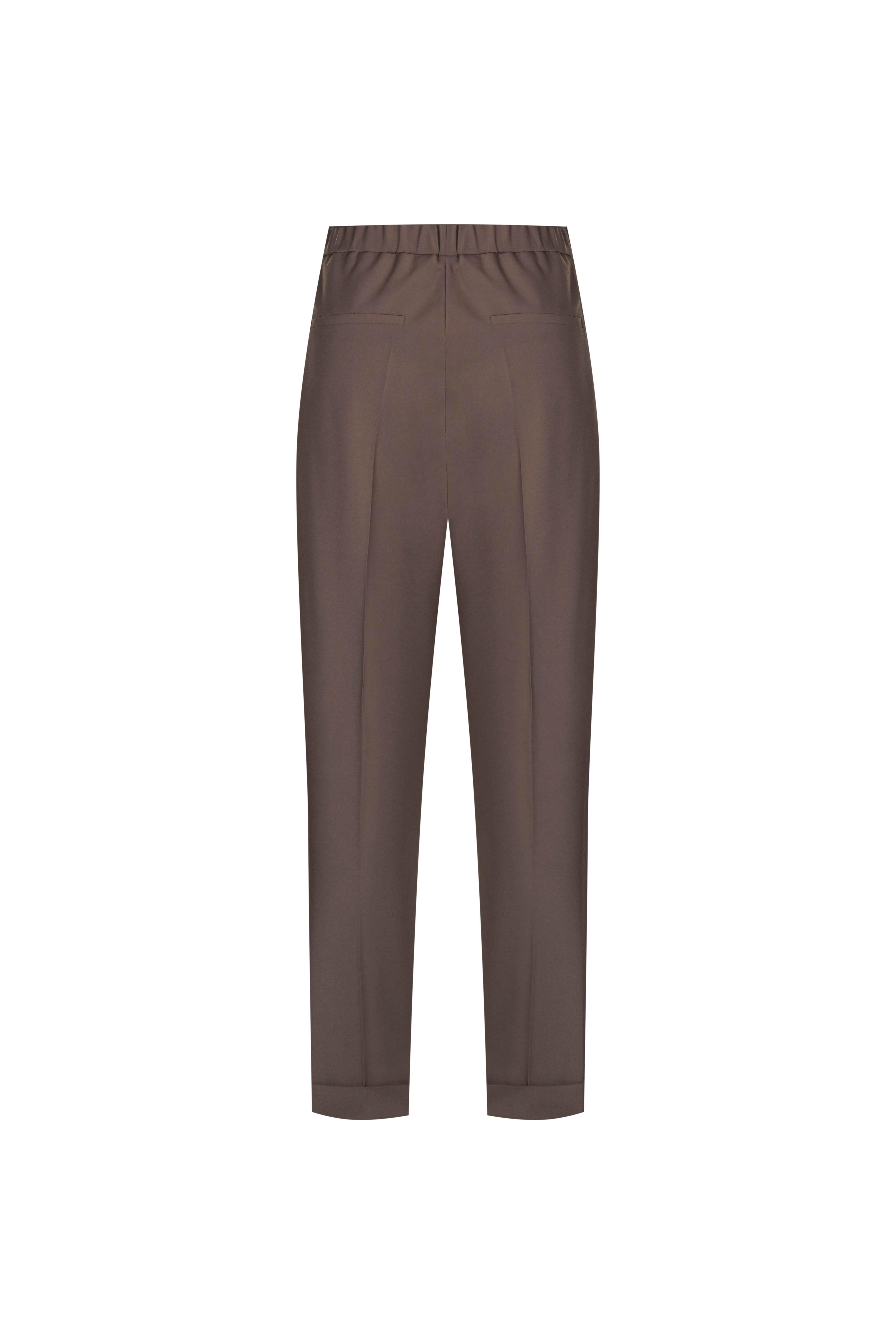 Vizon Beli Lastikli Yünlü Pantolon