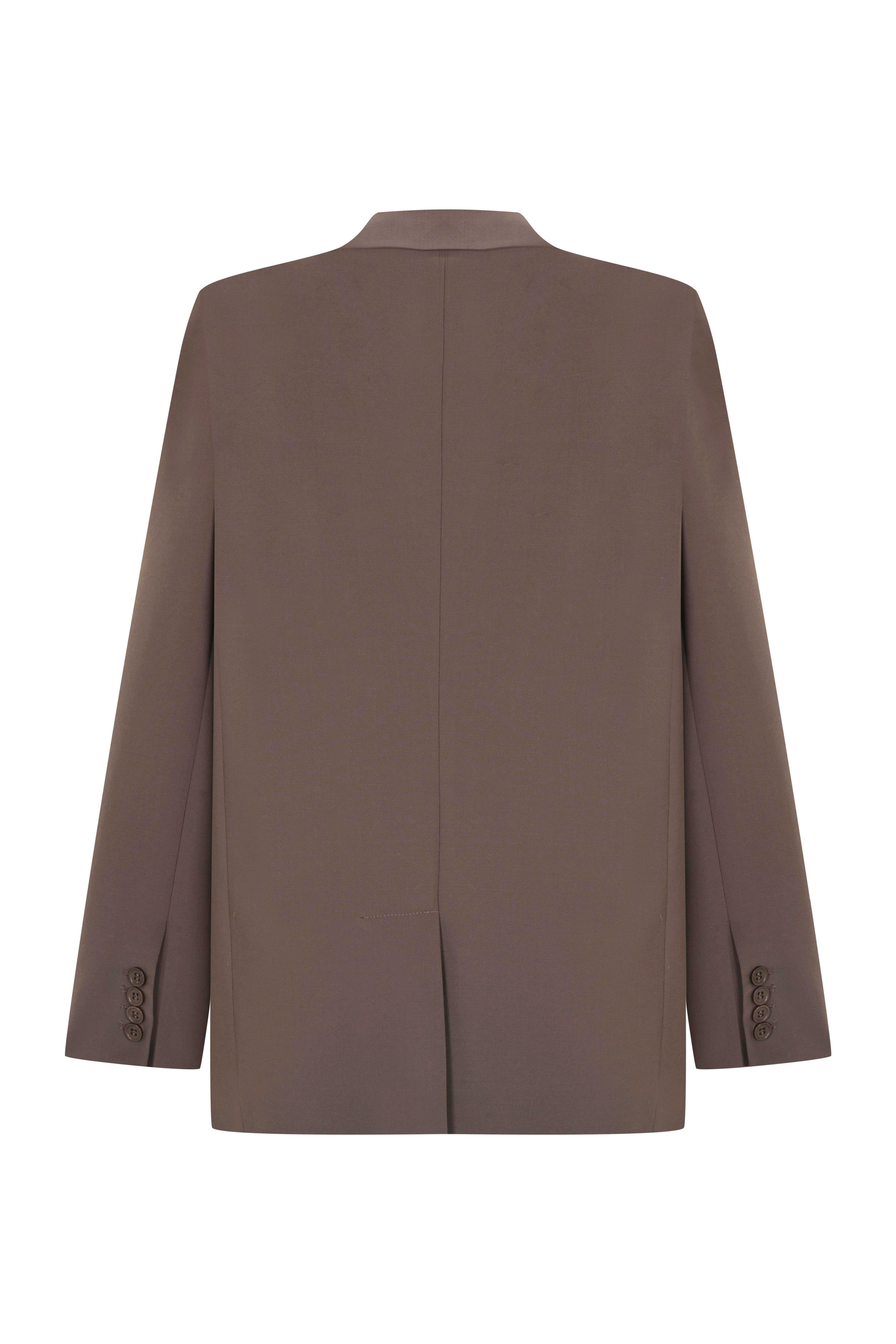 Vizon Vatkalı Kruvaze Kapama Yünlü Blazer