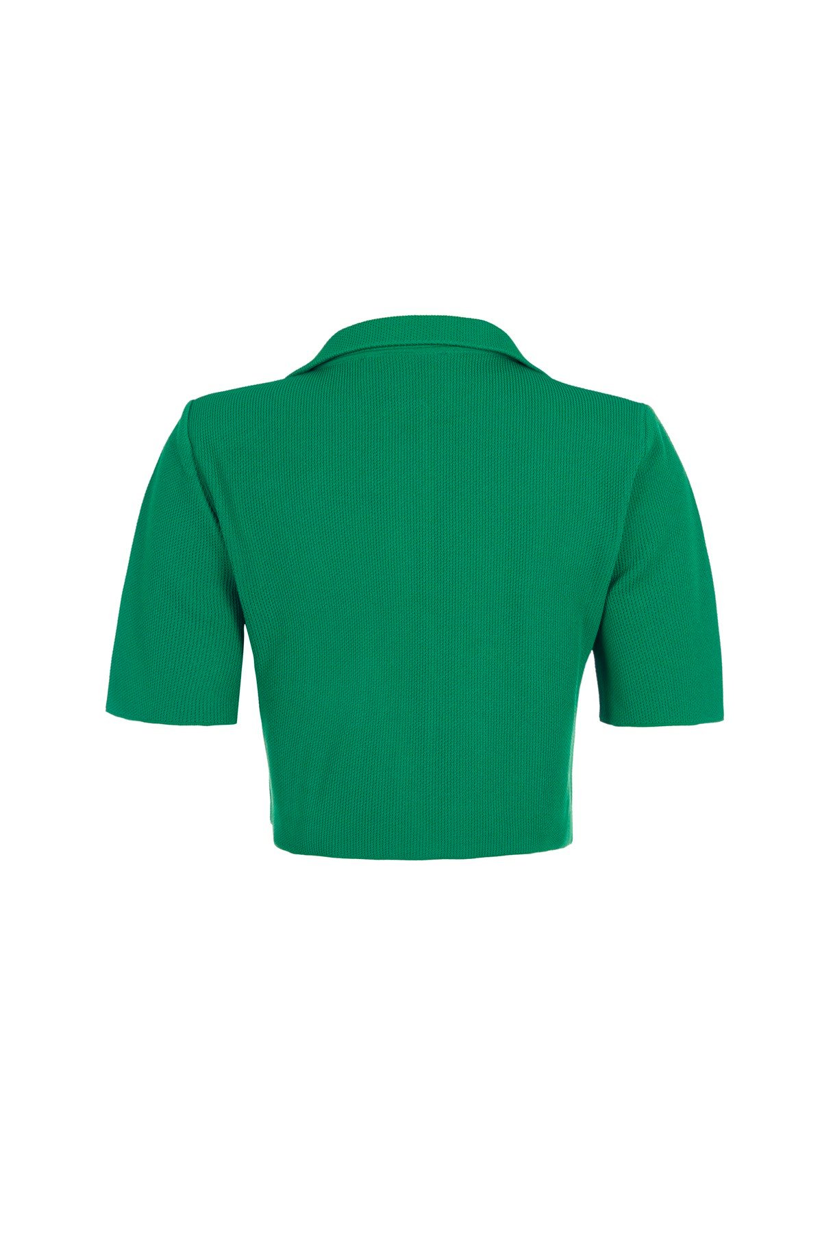 Yeşil Petek Örgü Crop Ceket