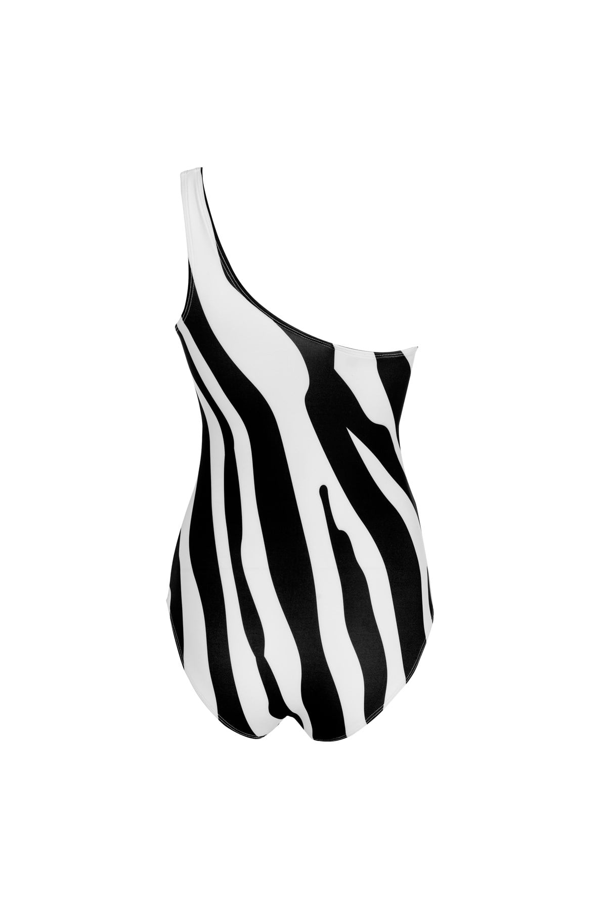 Zebra Desen Asimetrik Yaka Mayo
