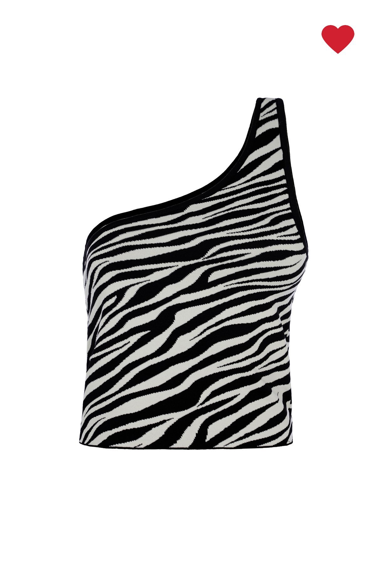 Zebra Desen Asimetrik Yaka Triko Atlet