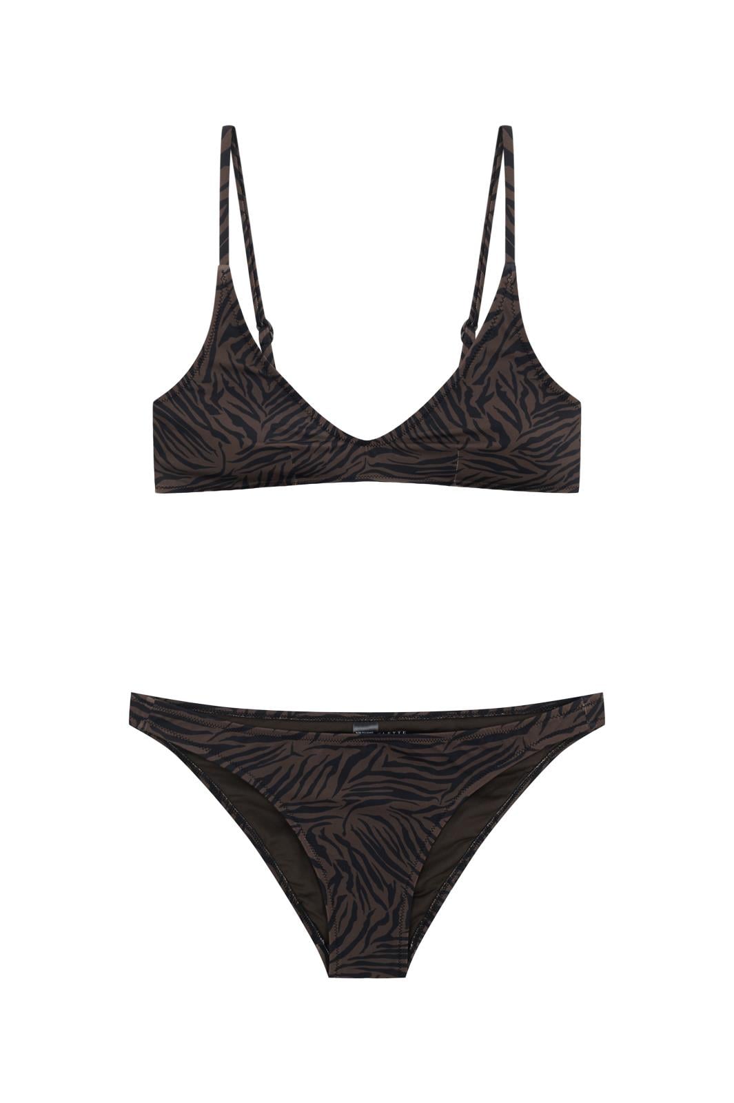 Zebra Desen Minimal Üçgen Bikini
