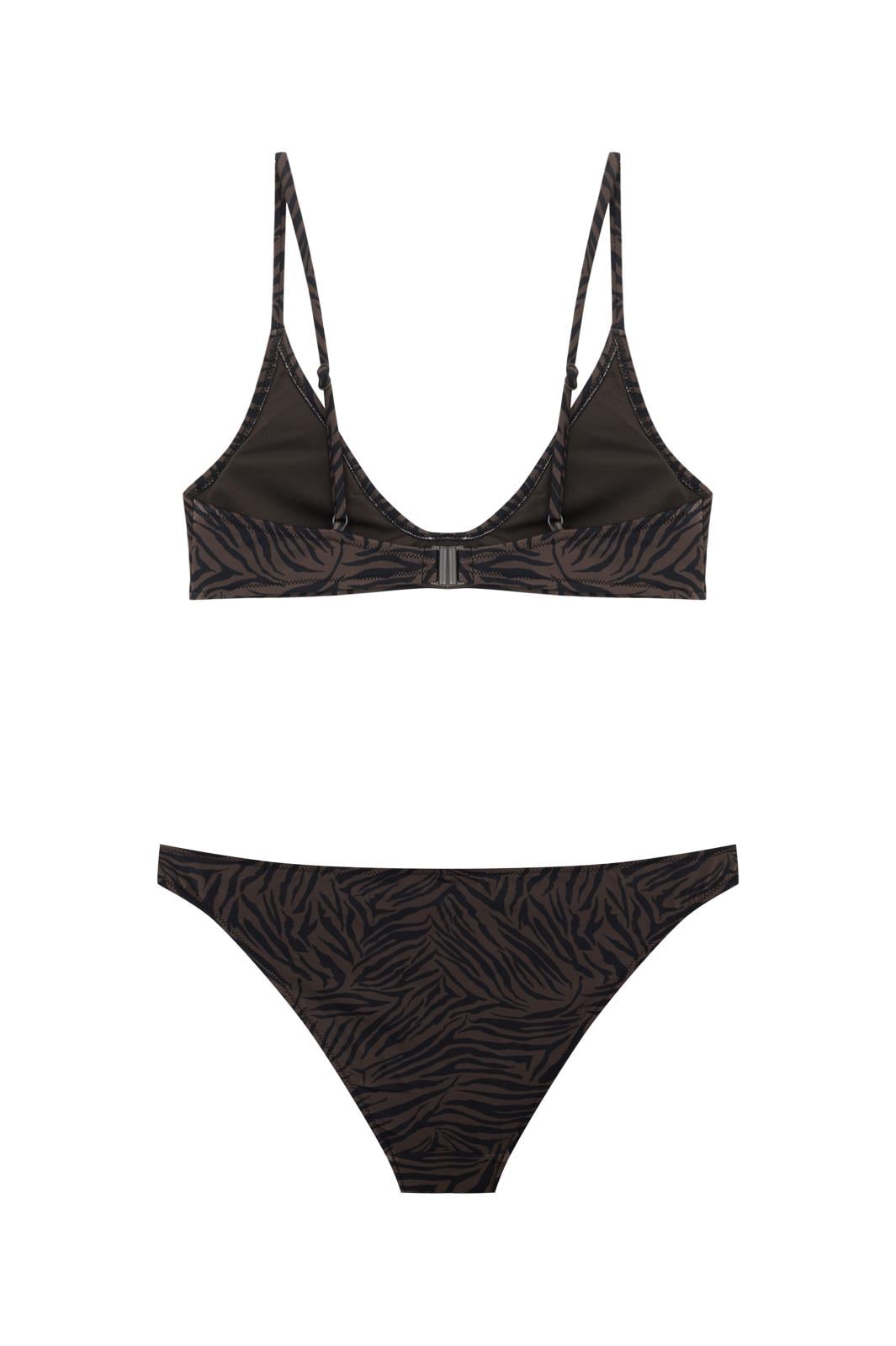 Zebra Desen Minimal Üçgen Bikini