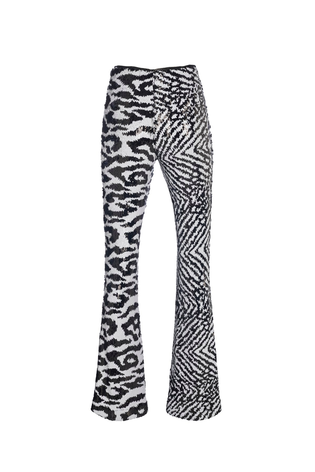 Zebra Desen Pullu Flare Pantolon