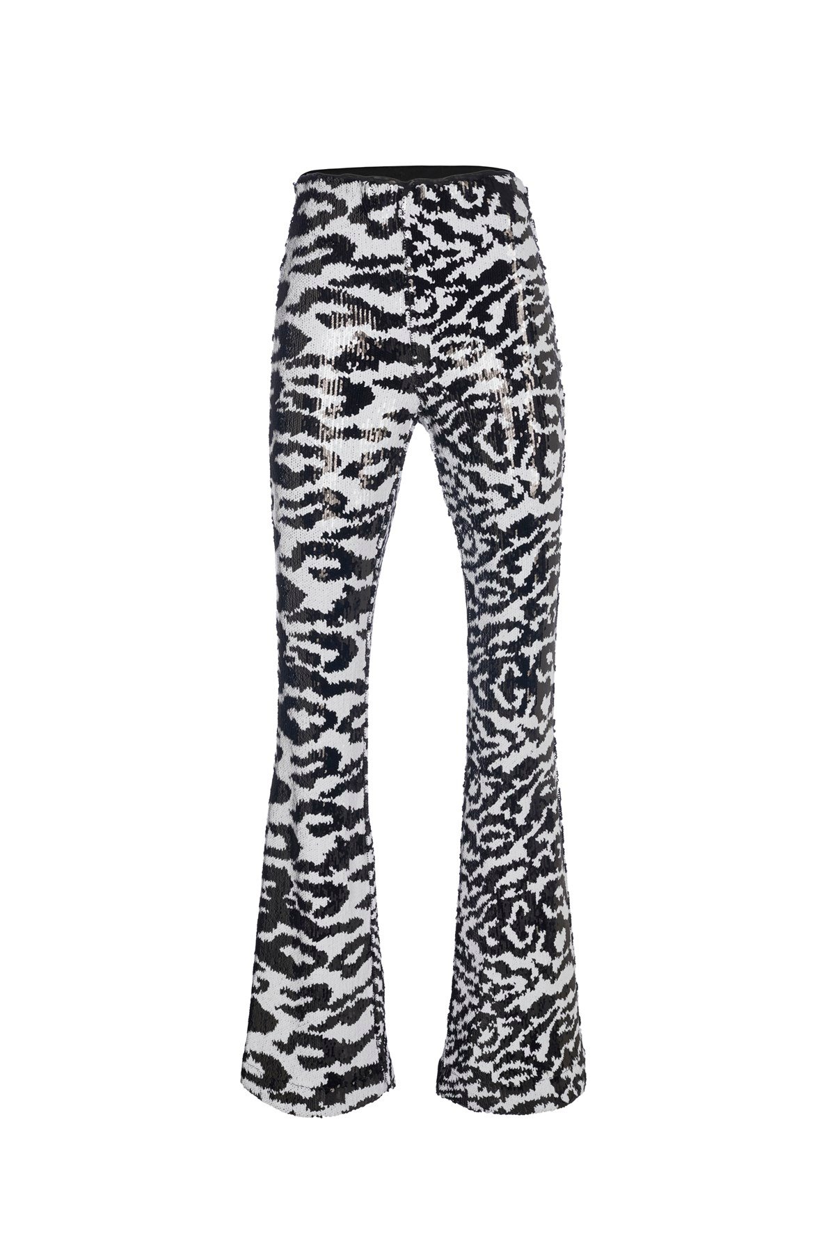 Zebra Desen Pullu Flare Pantolon