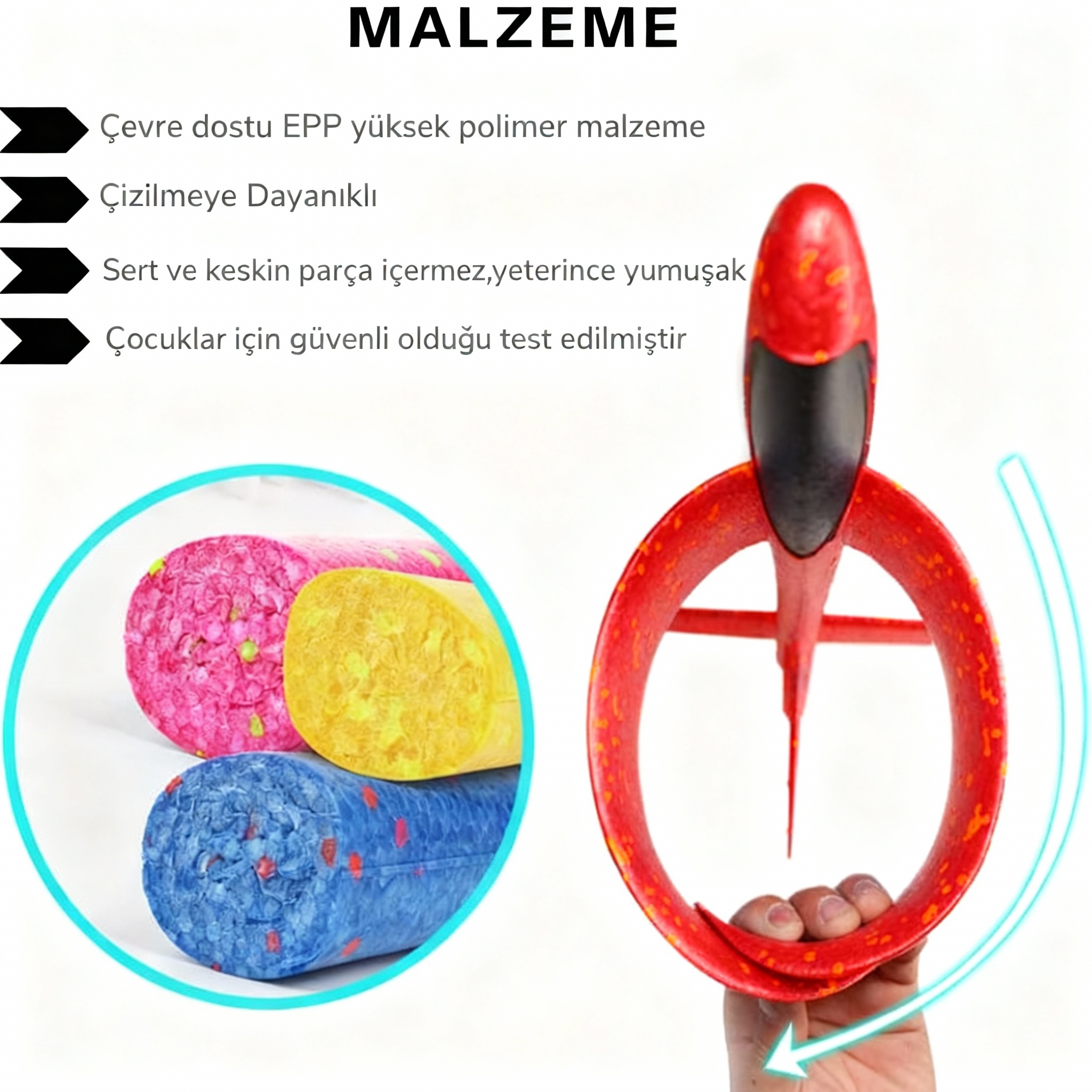 Hafif ve Esnek El Fırlatmalı Kırmızı Renk Uçak