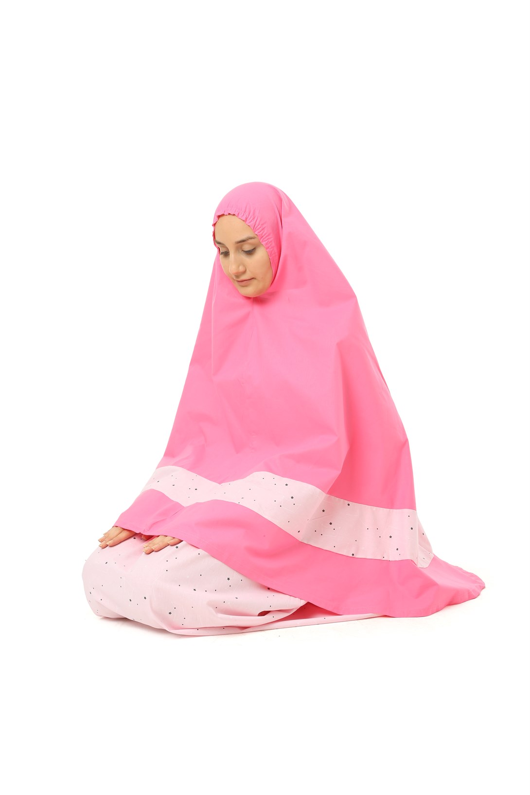 Kız Çocuk Namaz Elbisesi Renkli Yıldız Baskılı