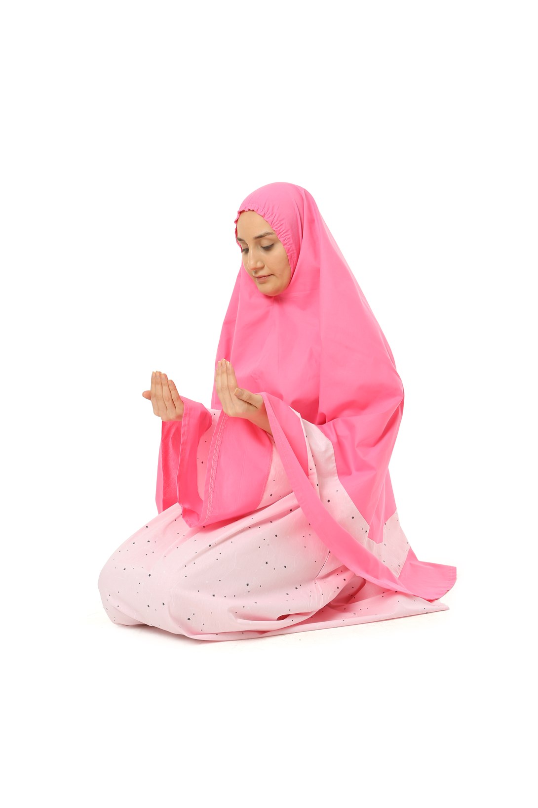 Kız Çocuk Namaz Elbisesi Renkli Yıldız Baskılı
