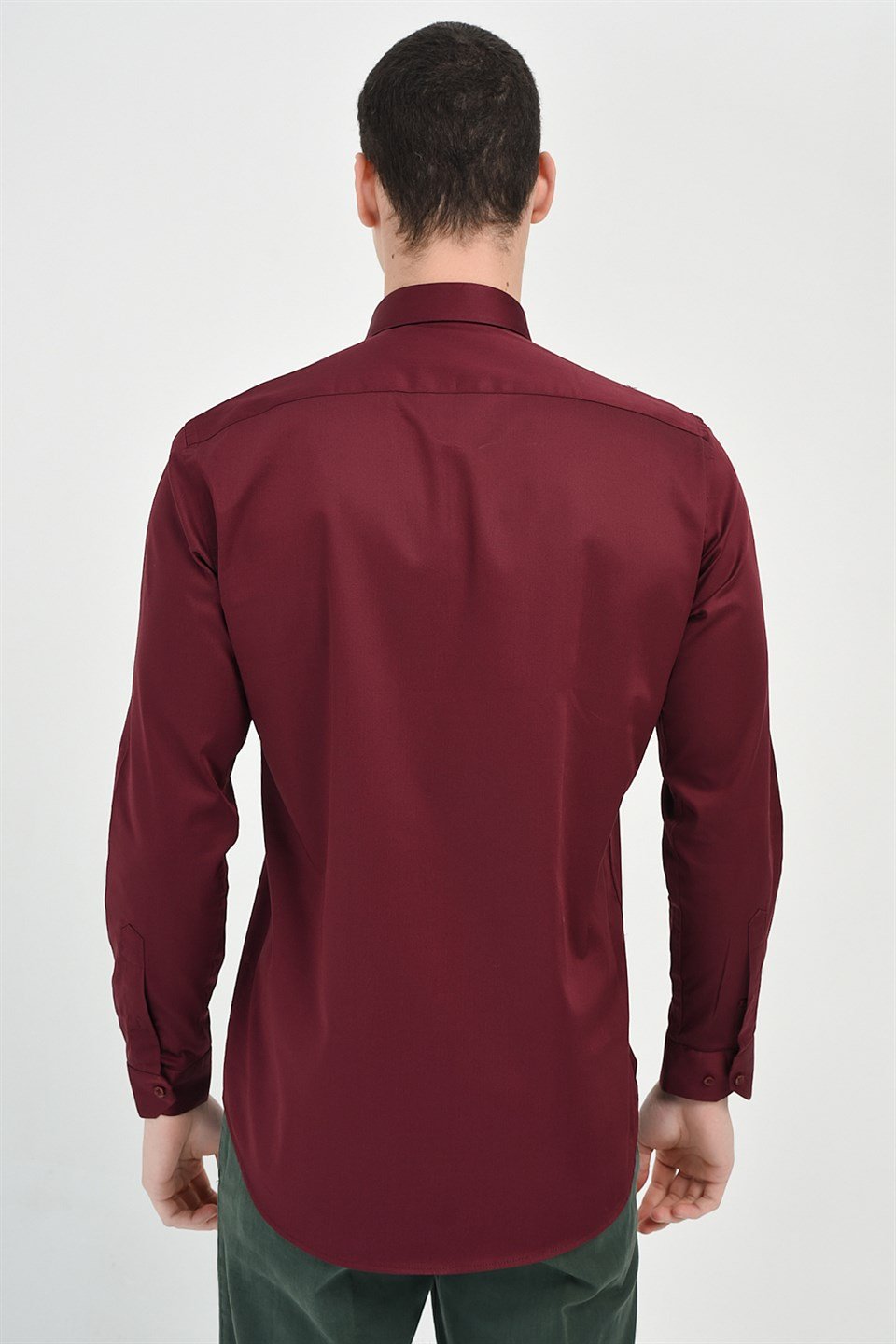  Morven Erkek Agrive Slim Fit Uzun Kollu Gömlek Bordo