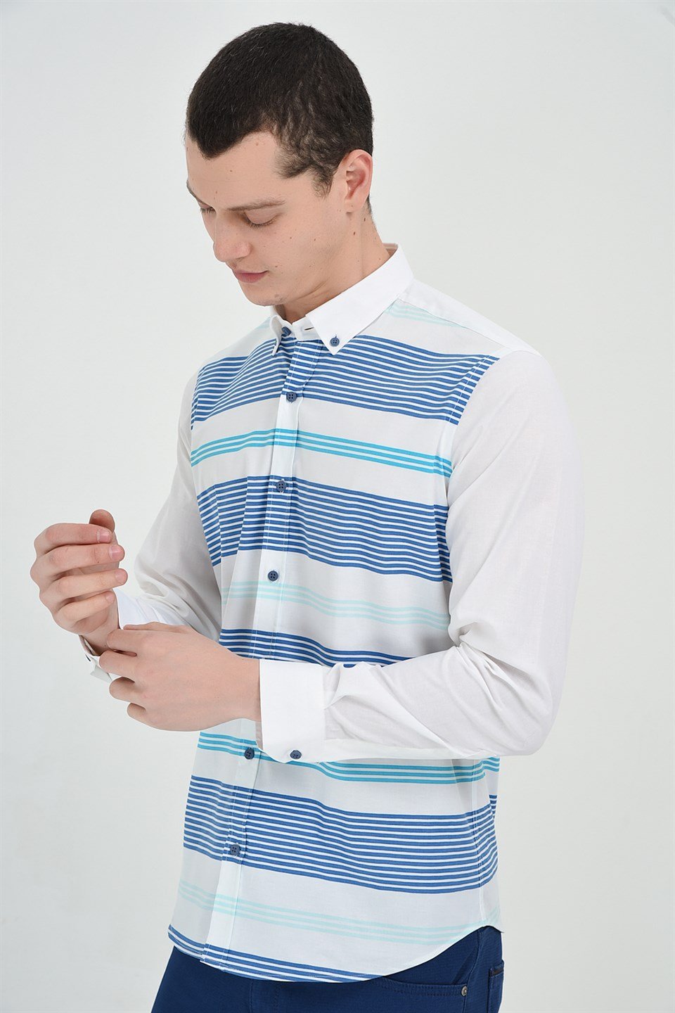 Morven Erkek Agrive Slim Fit Uzun Kollu Gömlek Mavi