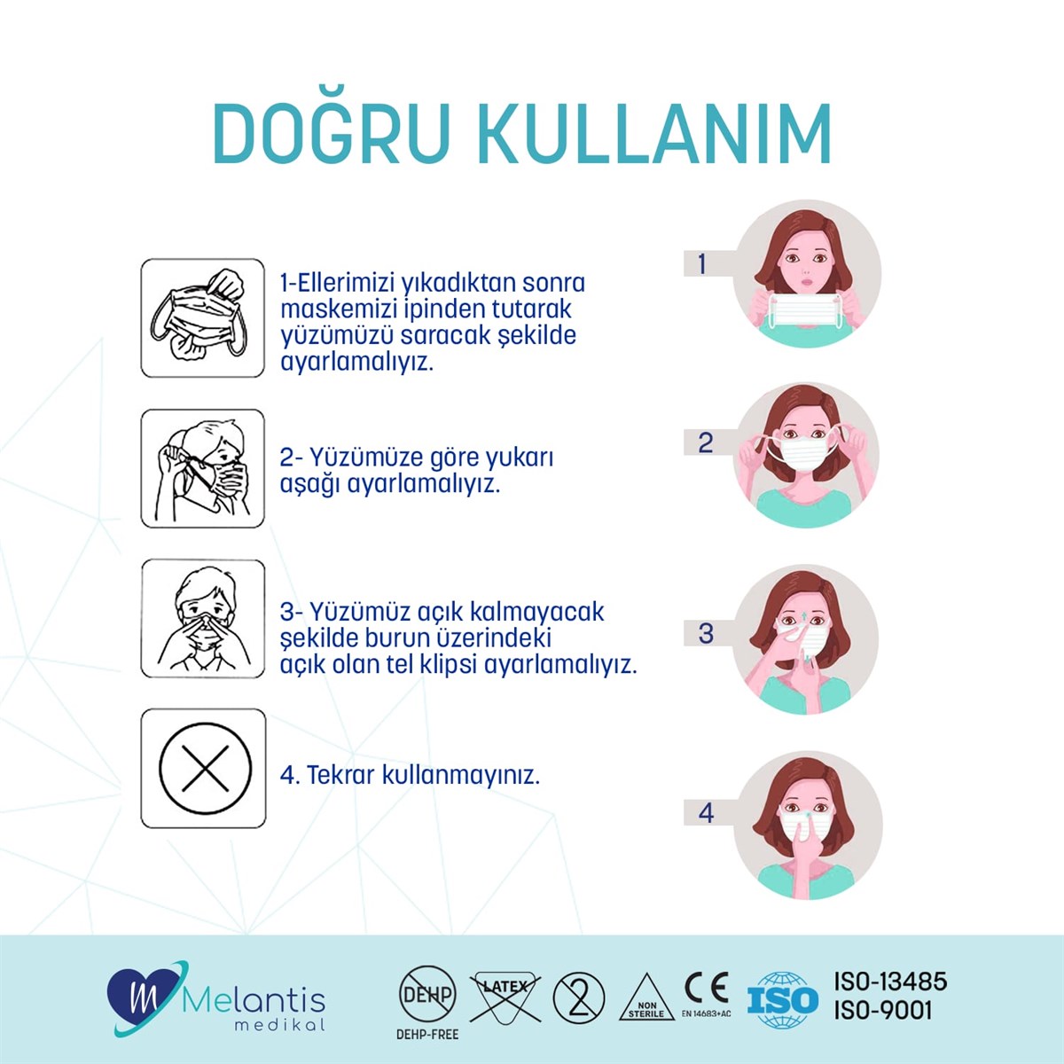  Morven Erkek Beyaz 3 Katlı Telli Cerrahi Maske 10'lu X 10 Kutu