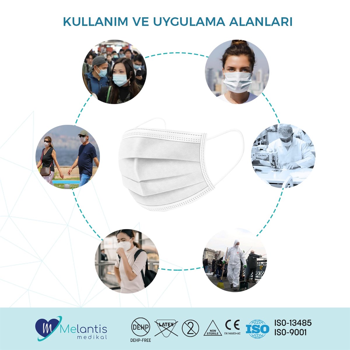  Morven Erkek Beyaz 3 Katlı Telli Cerrahi Maske 10'lu X 10 Kutu