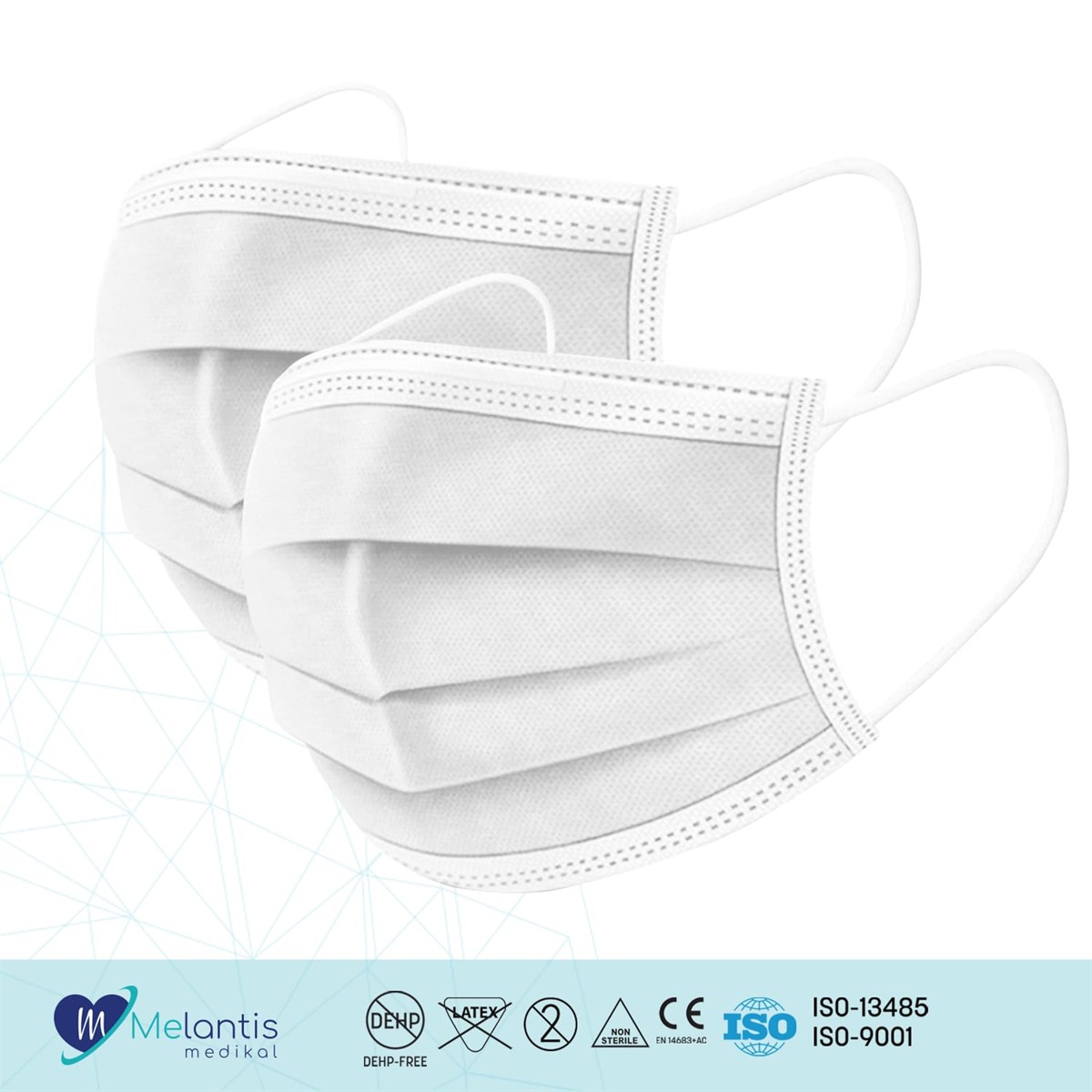  Morven Erkek Beyaz 3 Katlı Telli Cerrahi Maske 10'lu X 10 Kutu