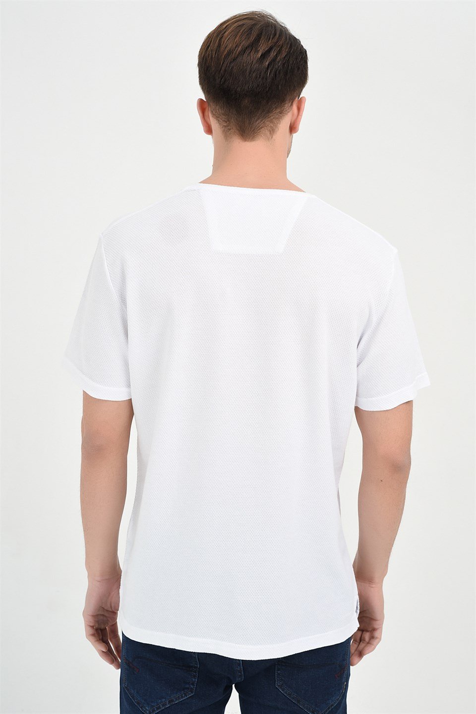  Morven Erkek Beyaz Roma Dinamik Fit Bisiklet Yaka T-Shirt
