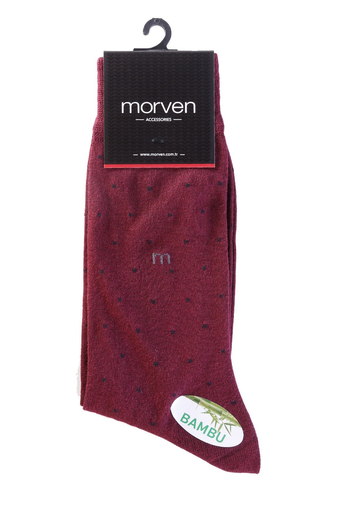  Morven Erkek Bordo Bambu Berk Noktalı Desenli Uzun Çorap