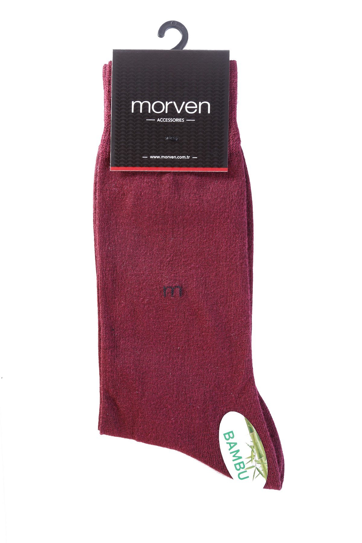  Morven Erkek Bordo Bambu Düz Uzun Çorap