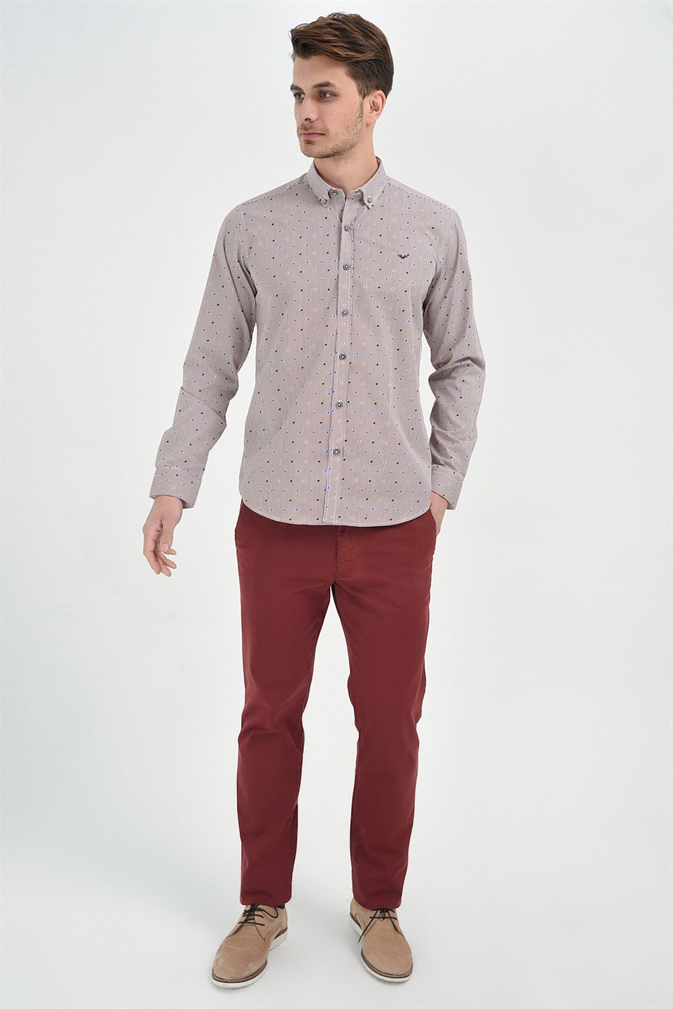  Morven Erkek Bordo Piefti Dinamik Fit Pantolon