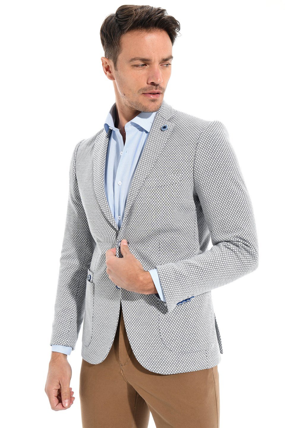  Morven Erkek Cotton Trend Slim Fit Ceket Lacivert