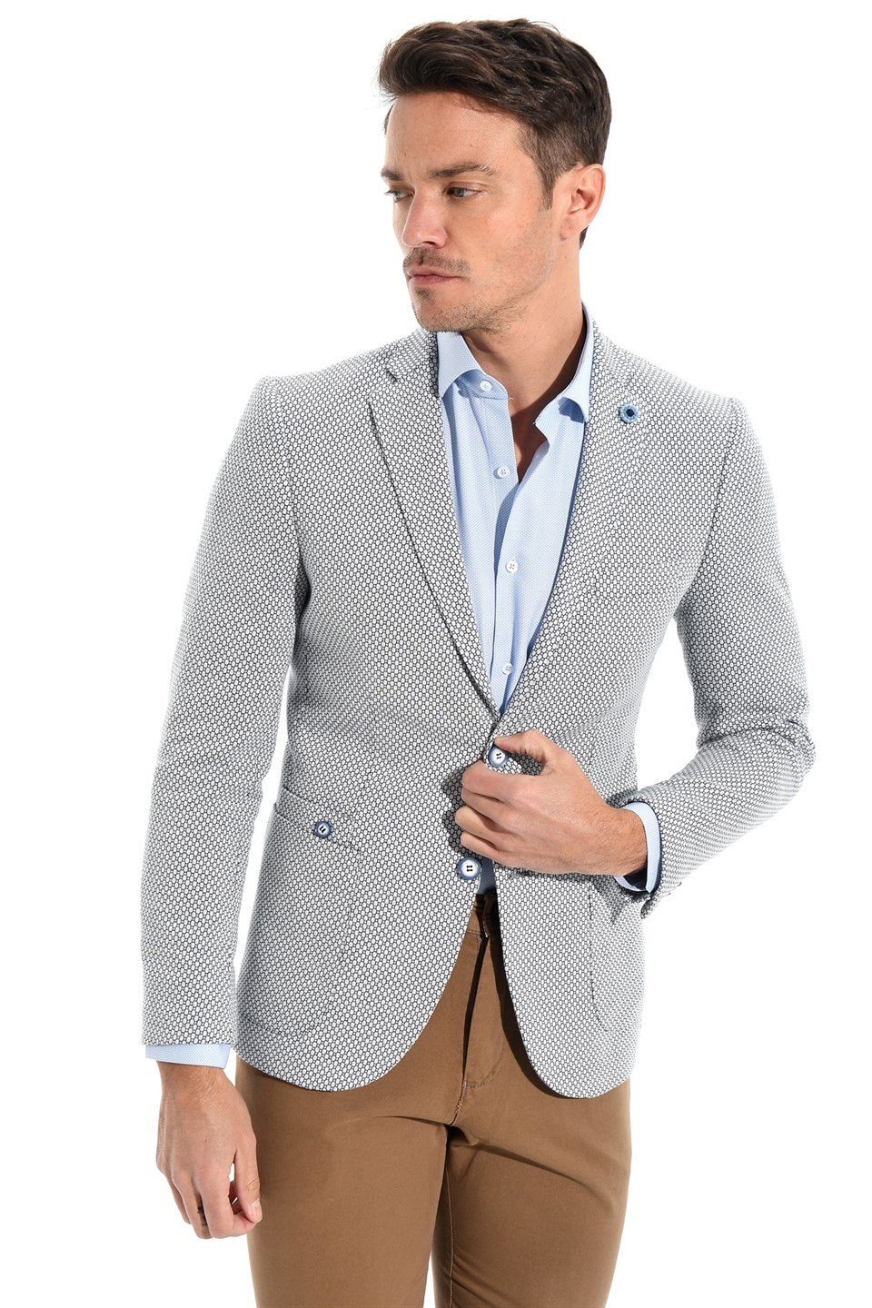  Morven Erkek Cotton Trend Slim Fit Ceket Lacivert