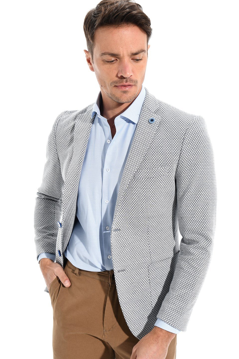  Morven Erkek Cotton Trend Slim Fit Ceket Lacivert