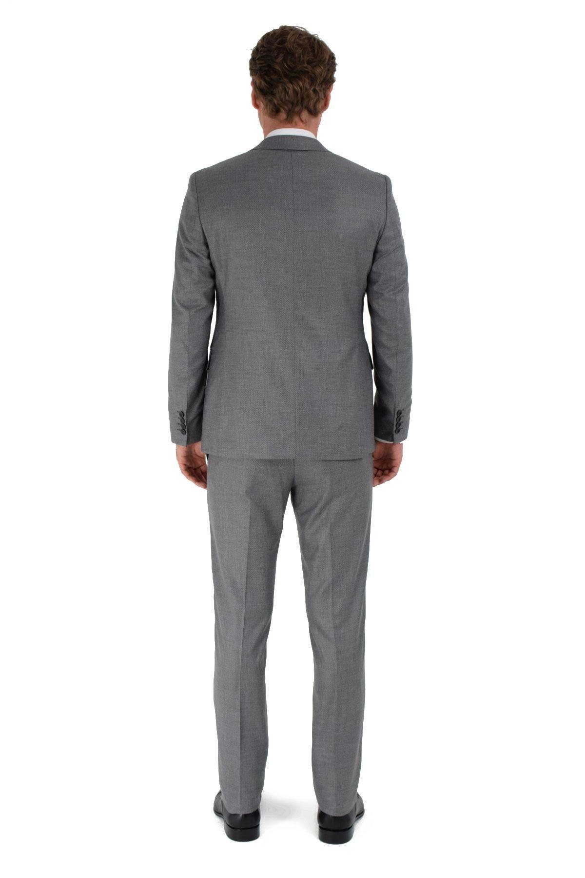  Morven Erkek Gri Berlin Slim Fit Dar Kesim Jakarlı Yelekli 6 Drop Takım Elbise