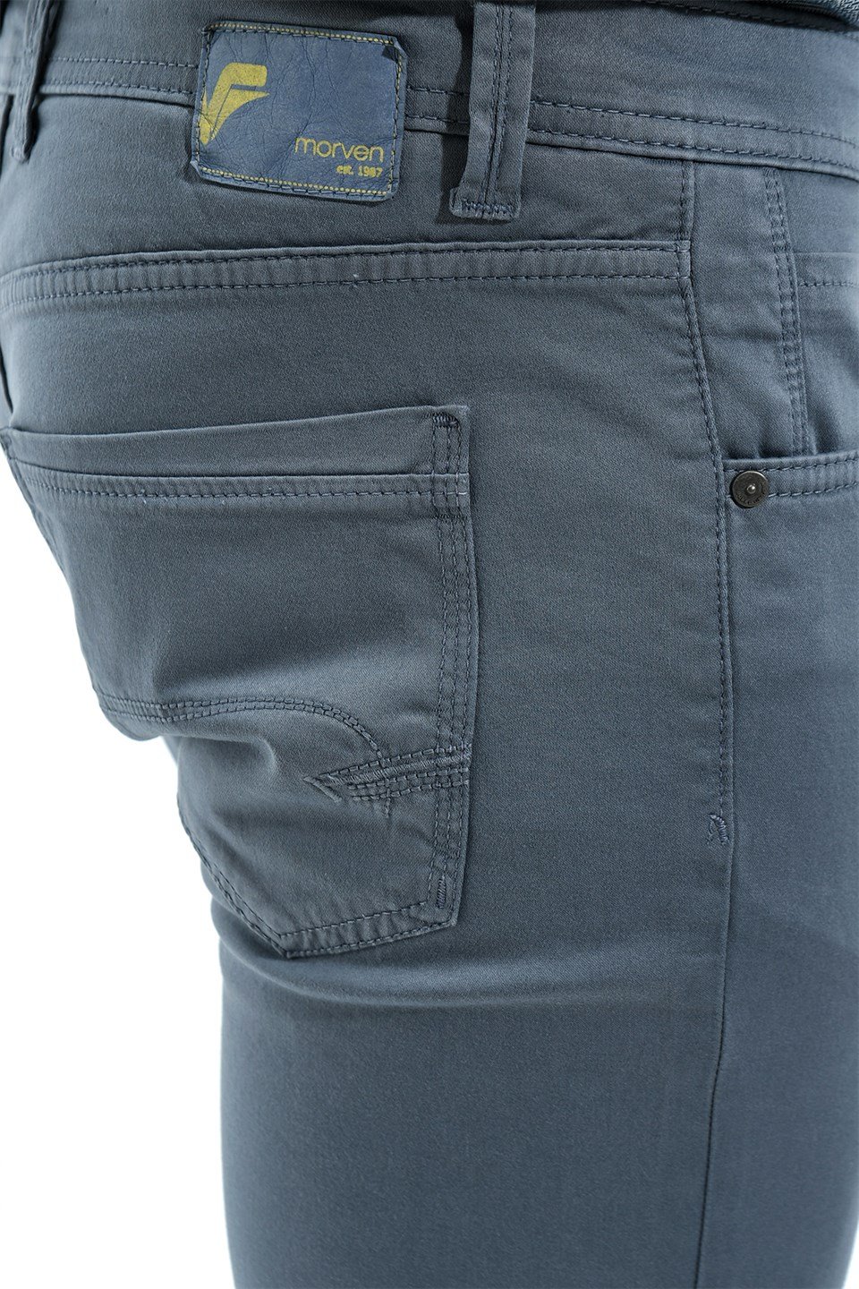  Morven Erkek Gri Leyton Pamuklu Dynamic Fit Rahat Kesim 5 Cep Keten Pantolon