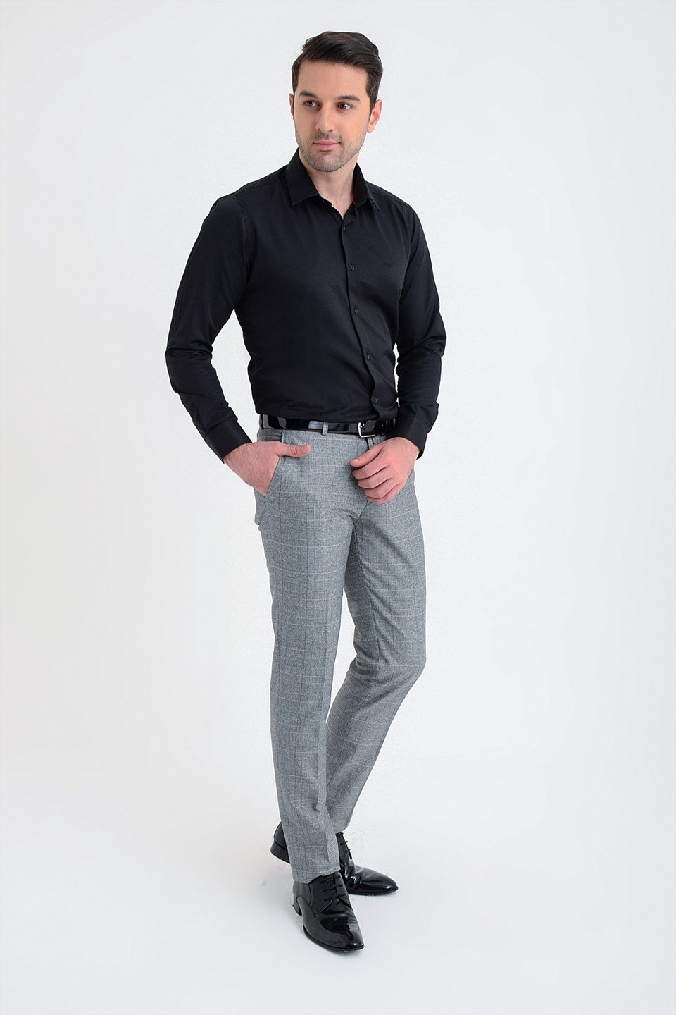  Morven Erkek Gri Slim Fit Yan Cep Kumaş Pantolon